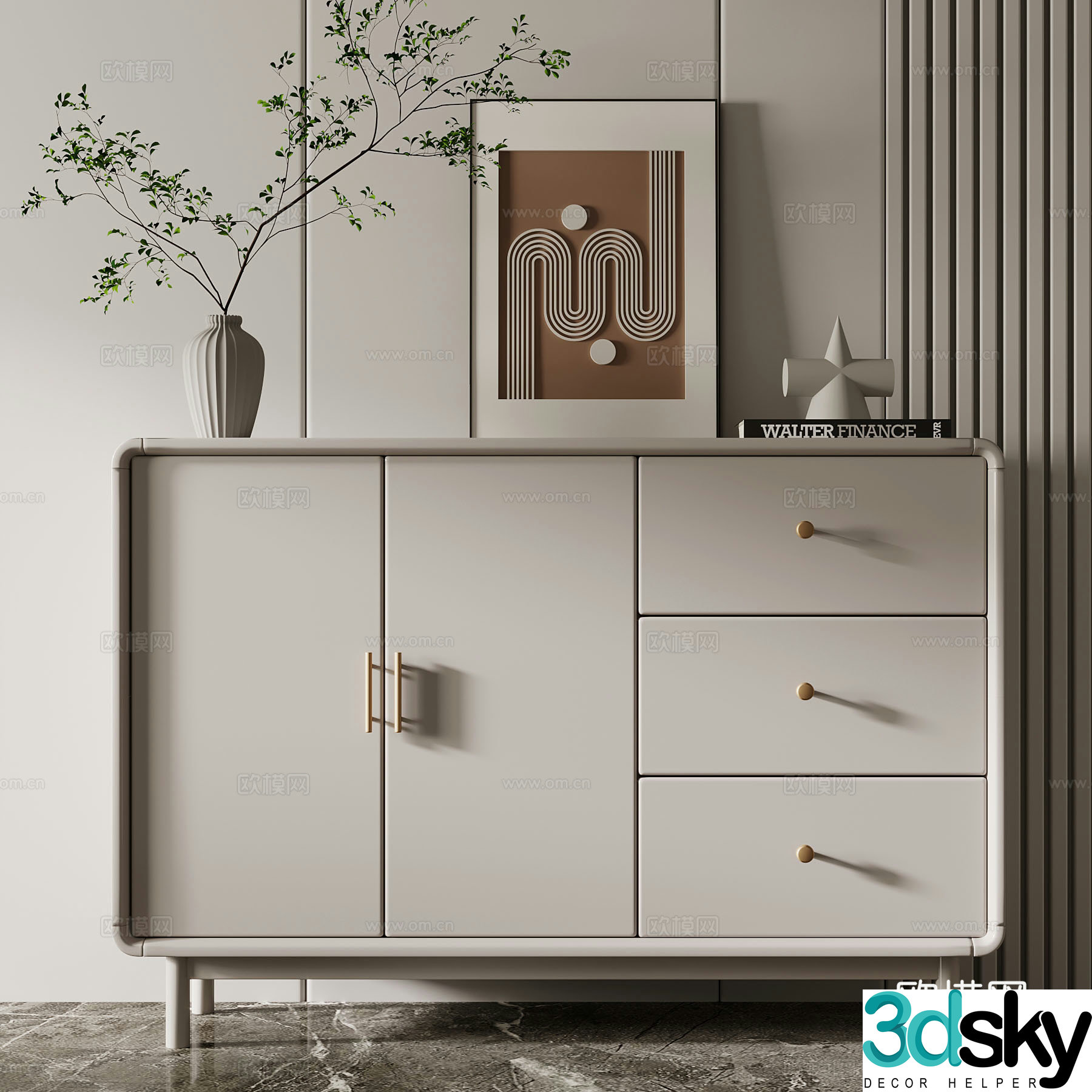Entrance cabinet French Entrance cabinet side cabinet 3D model