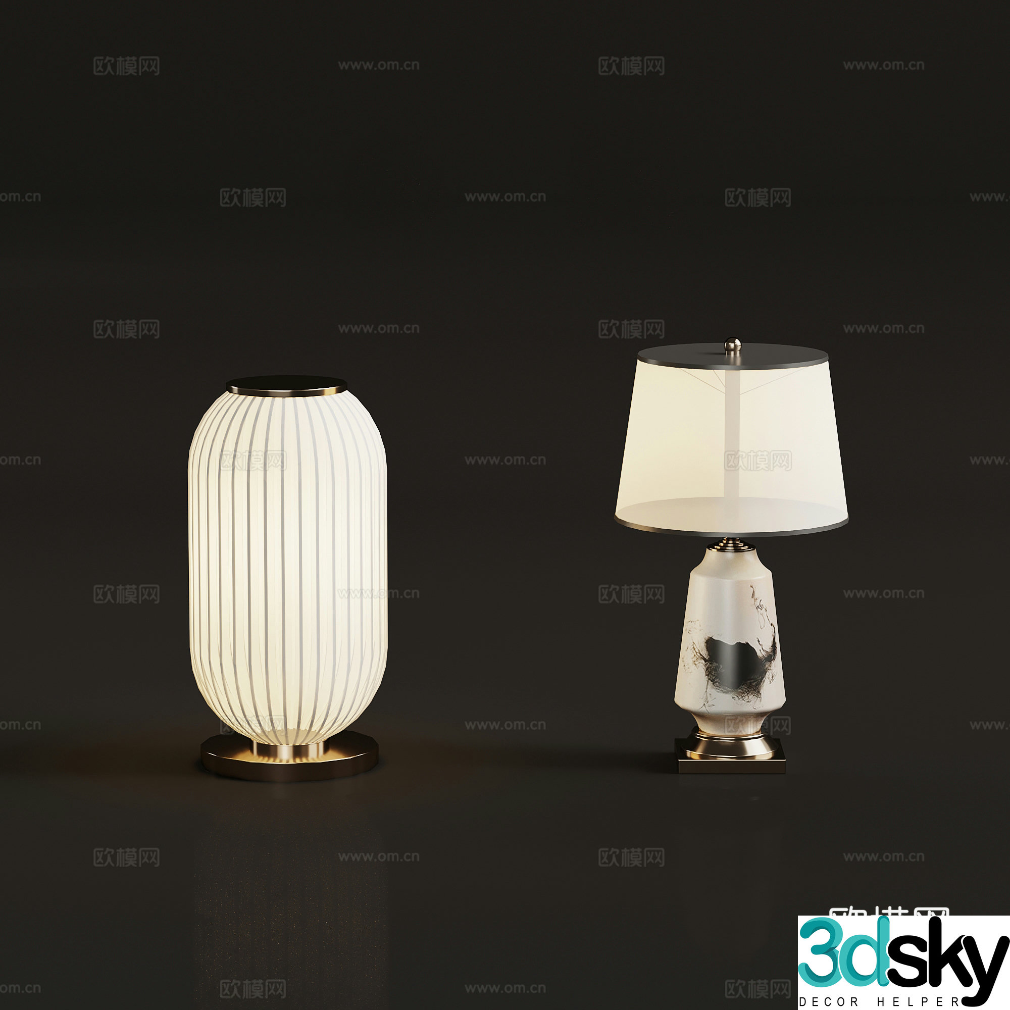Table lamp New Chinese style table lamp Bedside lamp 3D model