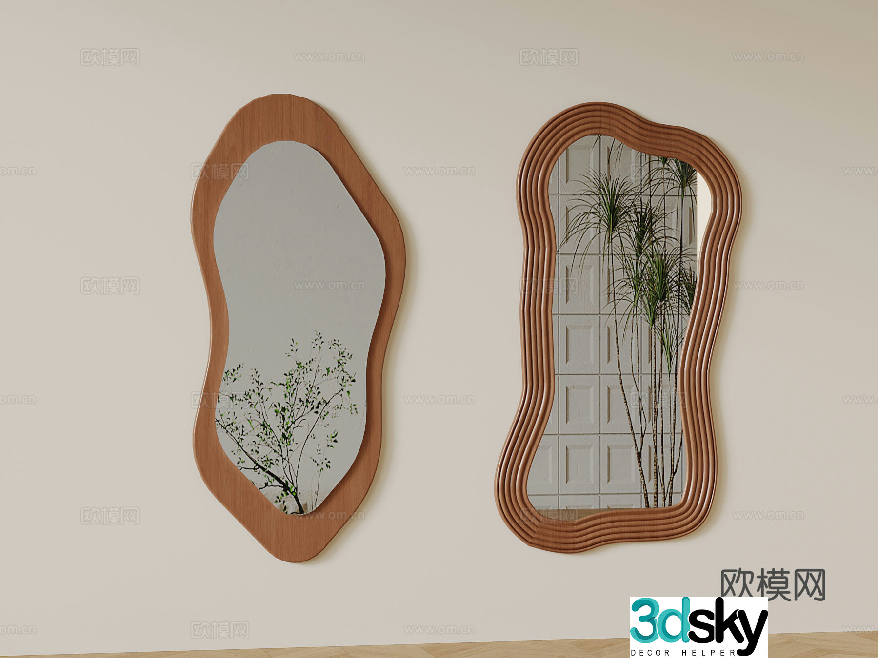 Middle-aged full-body mirror dress changing mirror 3D model