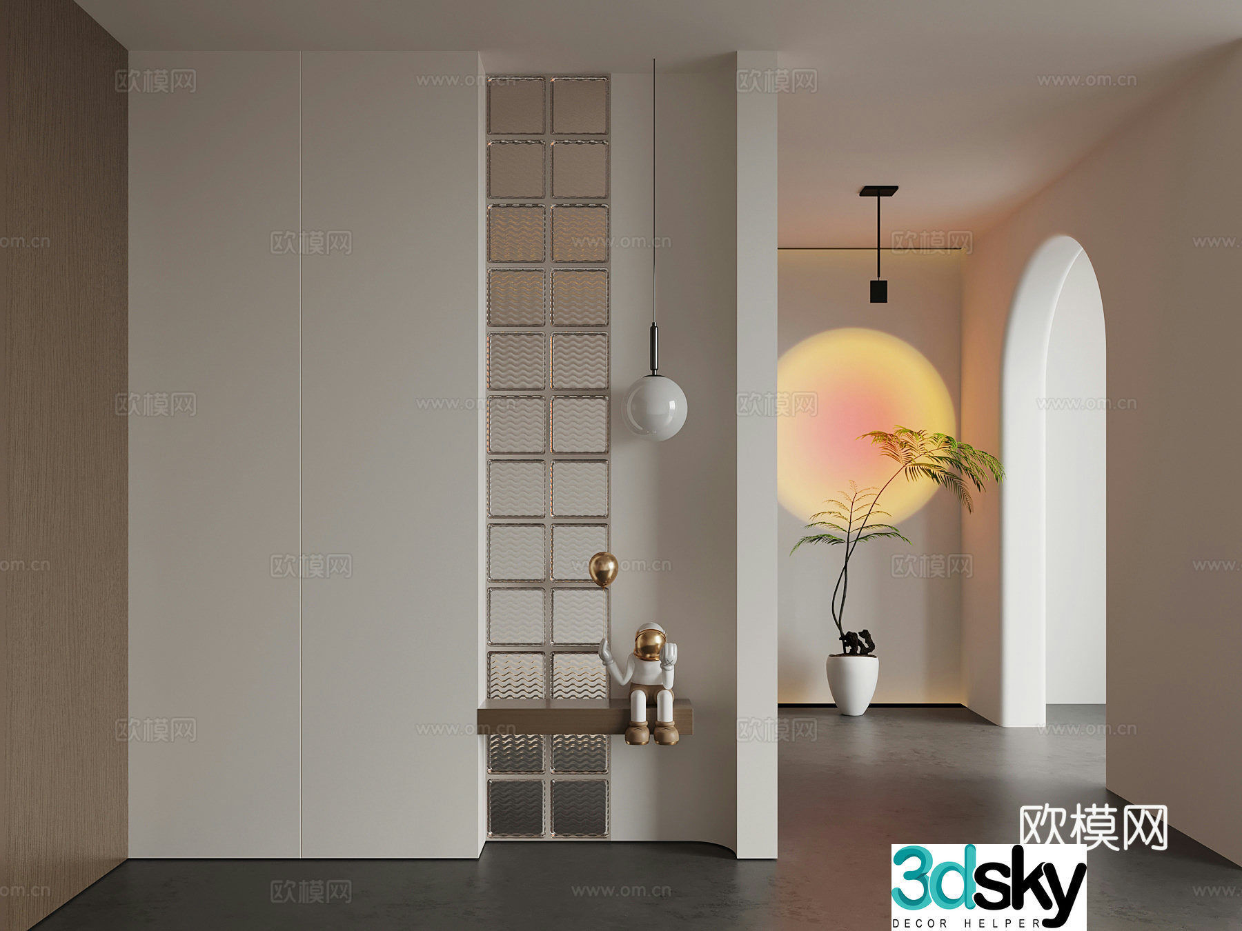 Jijifeng Entrance Partition Sunset Light 3D Model