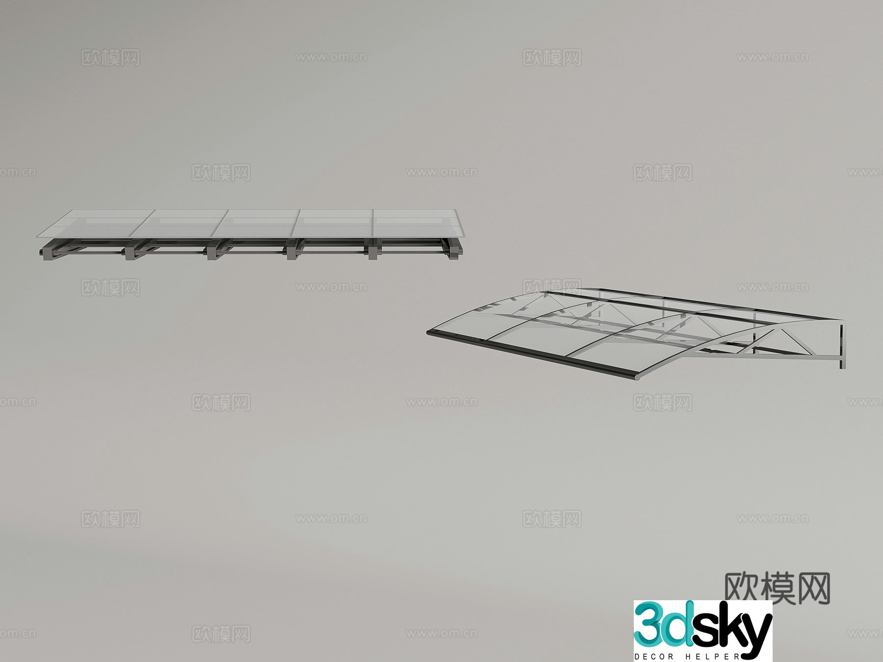 Modern glass canopy sunshade rain 3D model