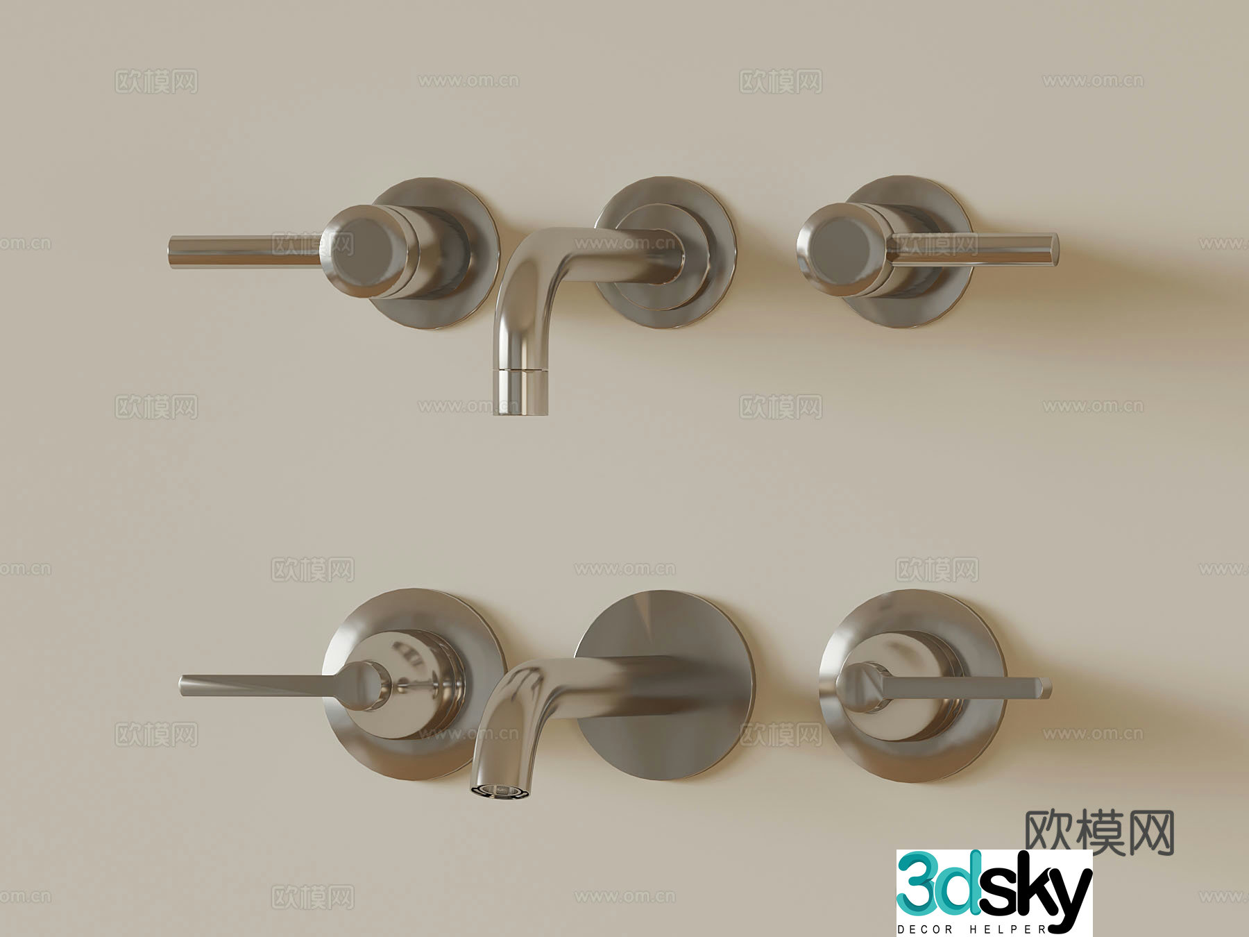 Modern wall drain faucet 3d model
