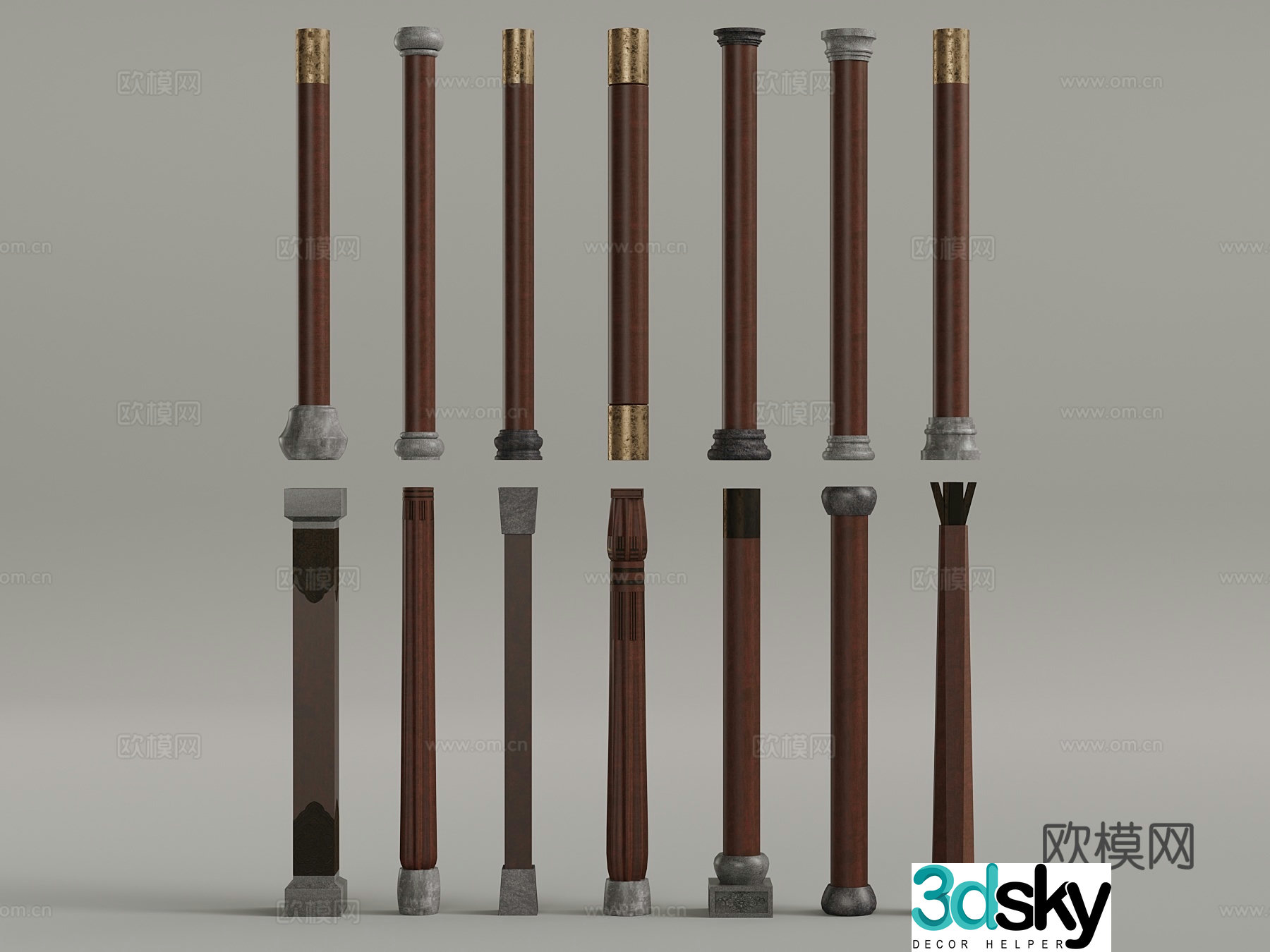 New Chinese column 3D model
