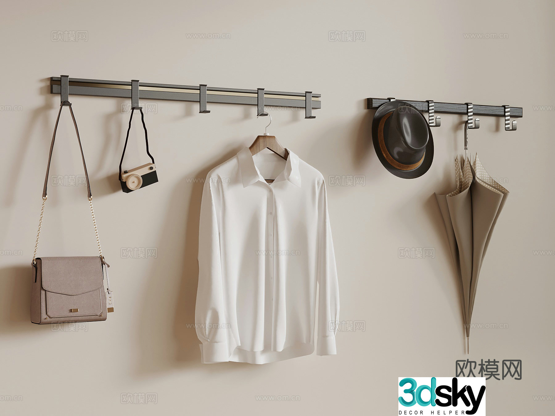 Modern clothes hook clothes board 3d model