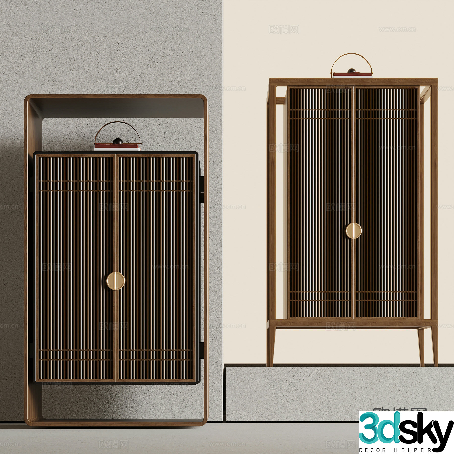 New Chinese-style solid wood chest of cabinets decorative cabinets 3D model