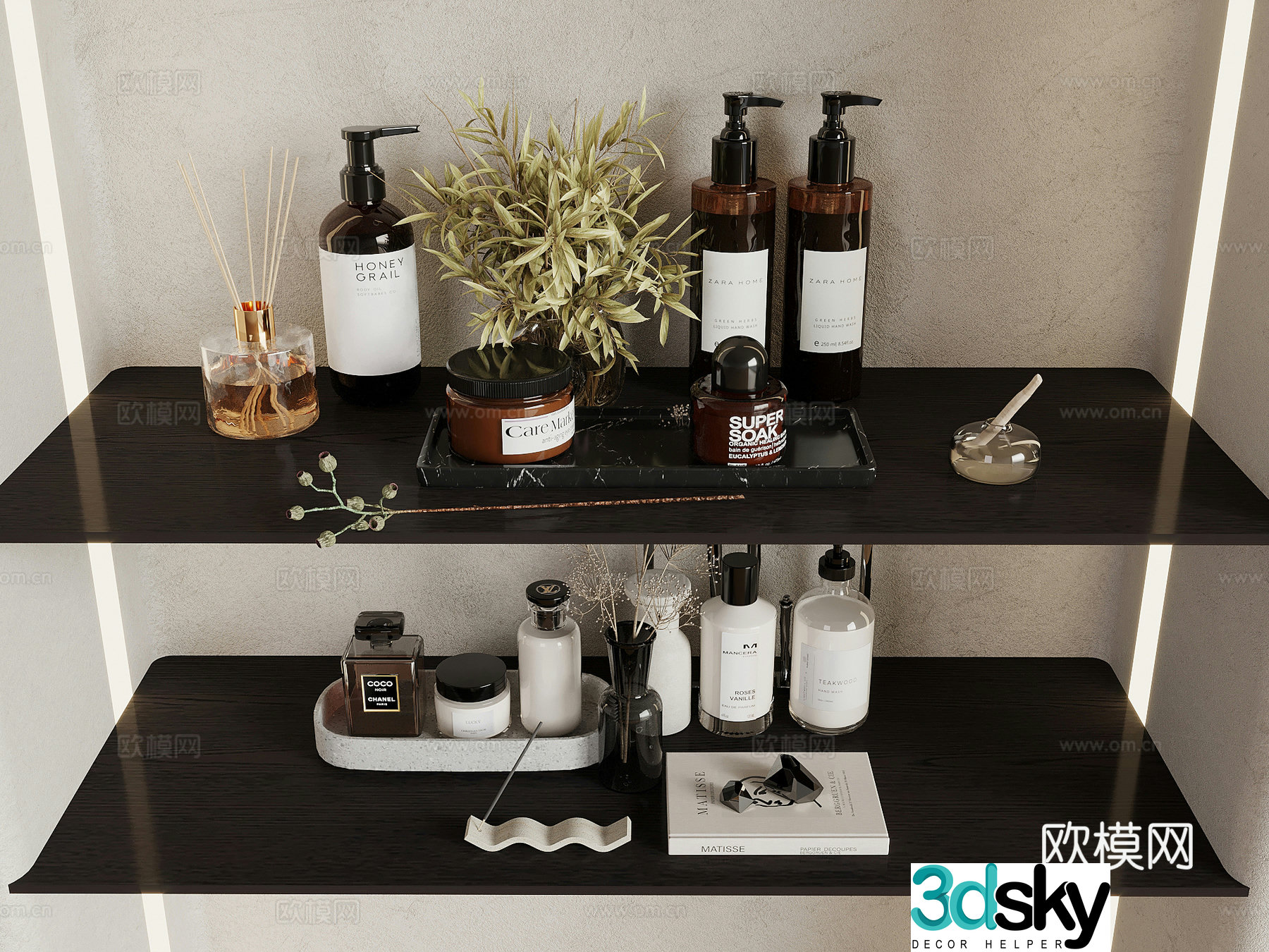 Cosmetics Modern cosmetics Toiletries Skin care products 3D model