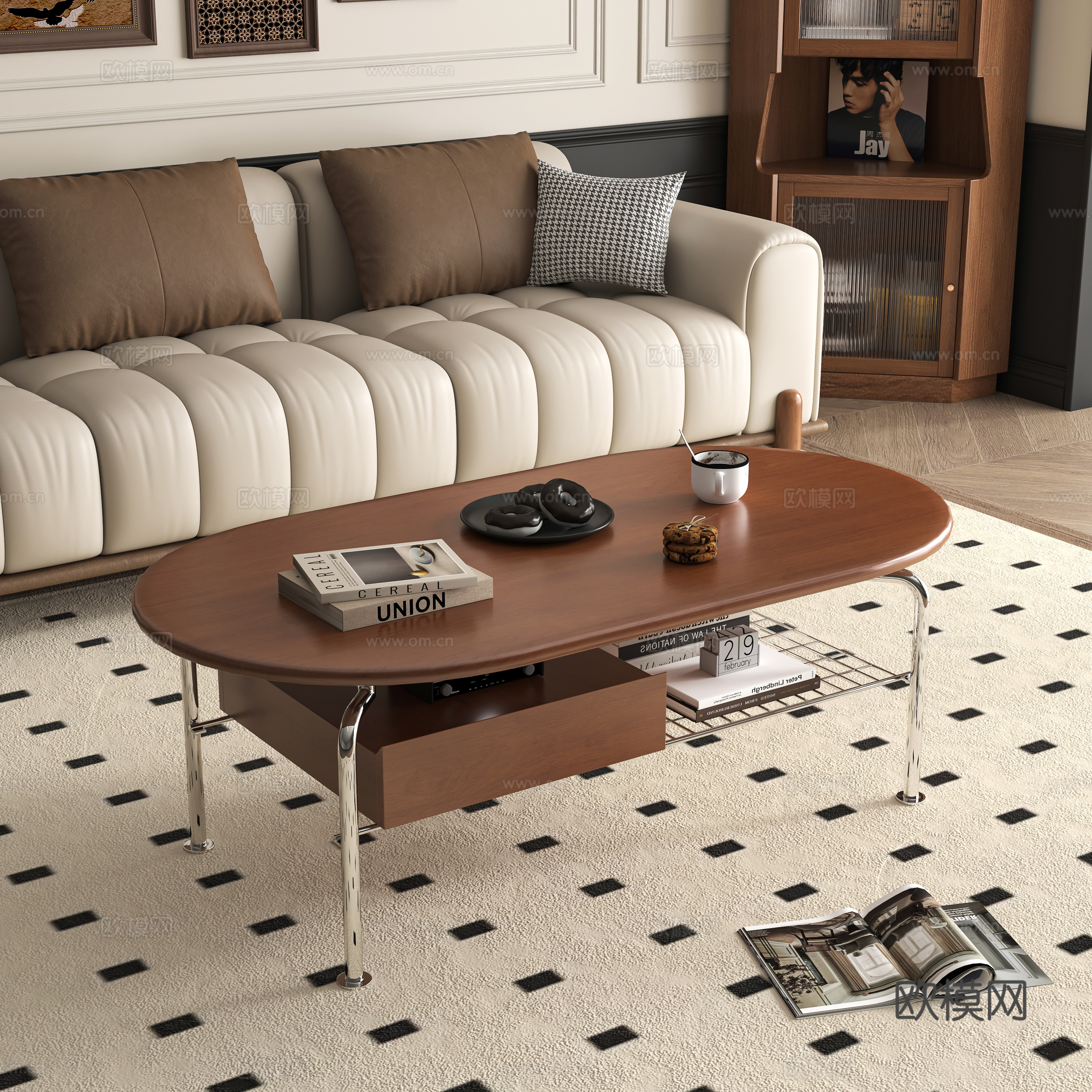 Middle-aged style coffee table 3D model
