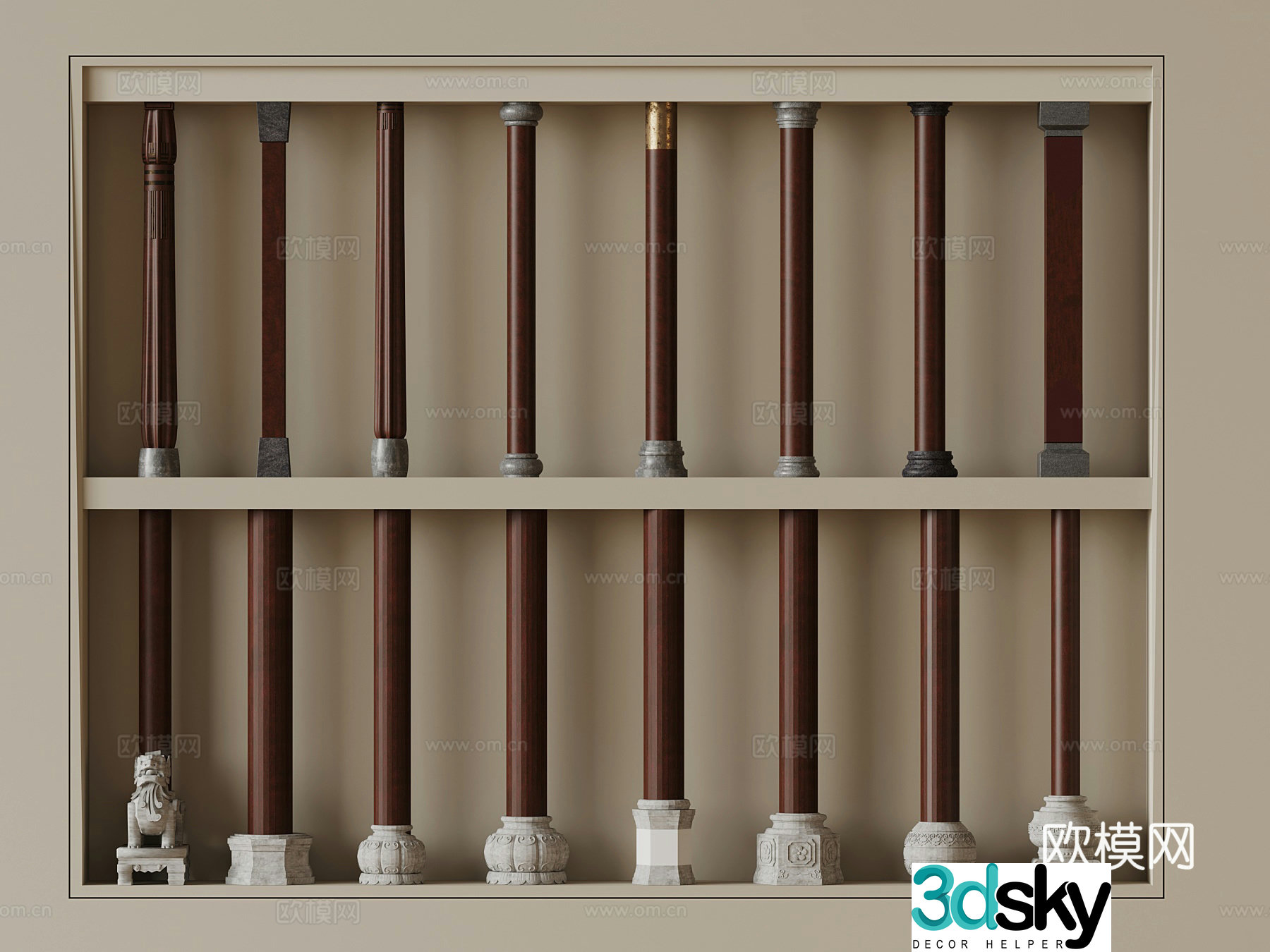 Columns New Chinese-style columns Cylinders Stone columns 3D model