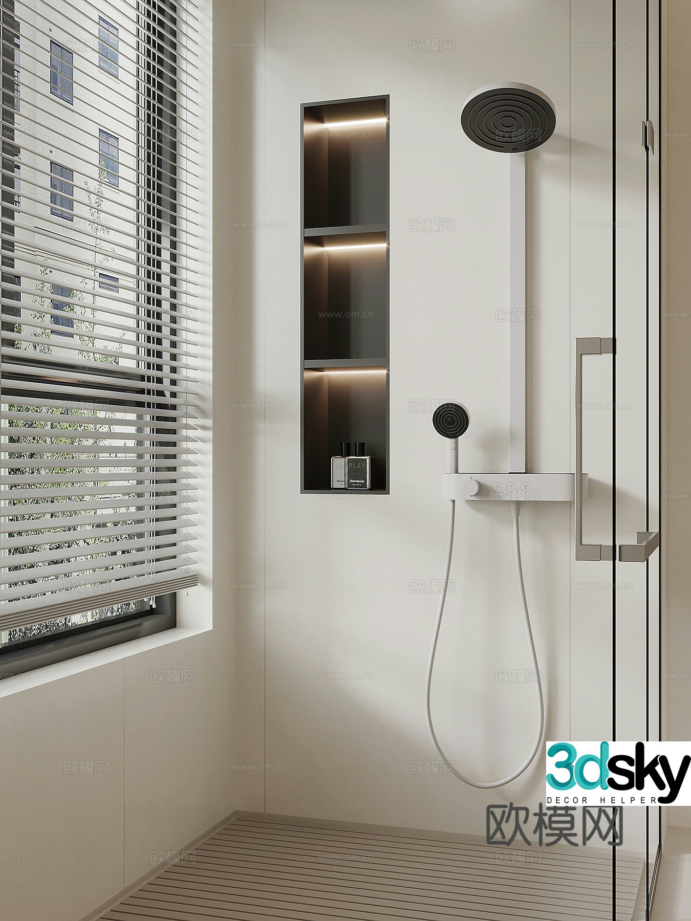 Modern bathroom shower alcove shower 3d model