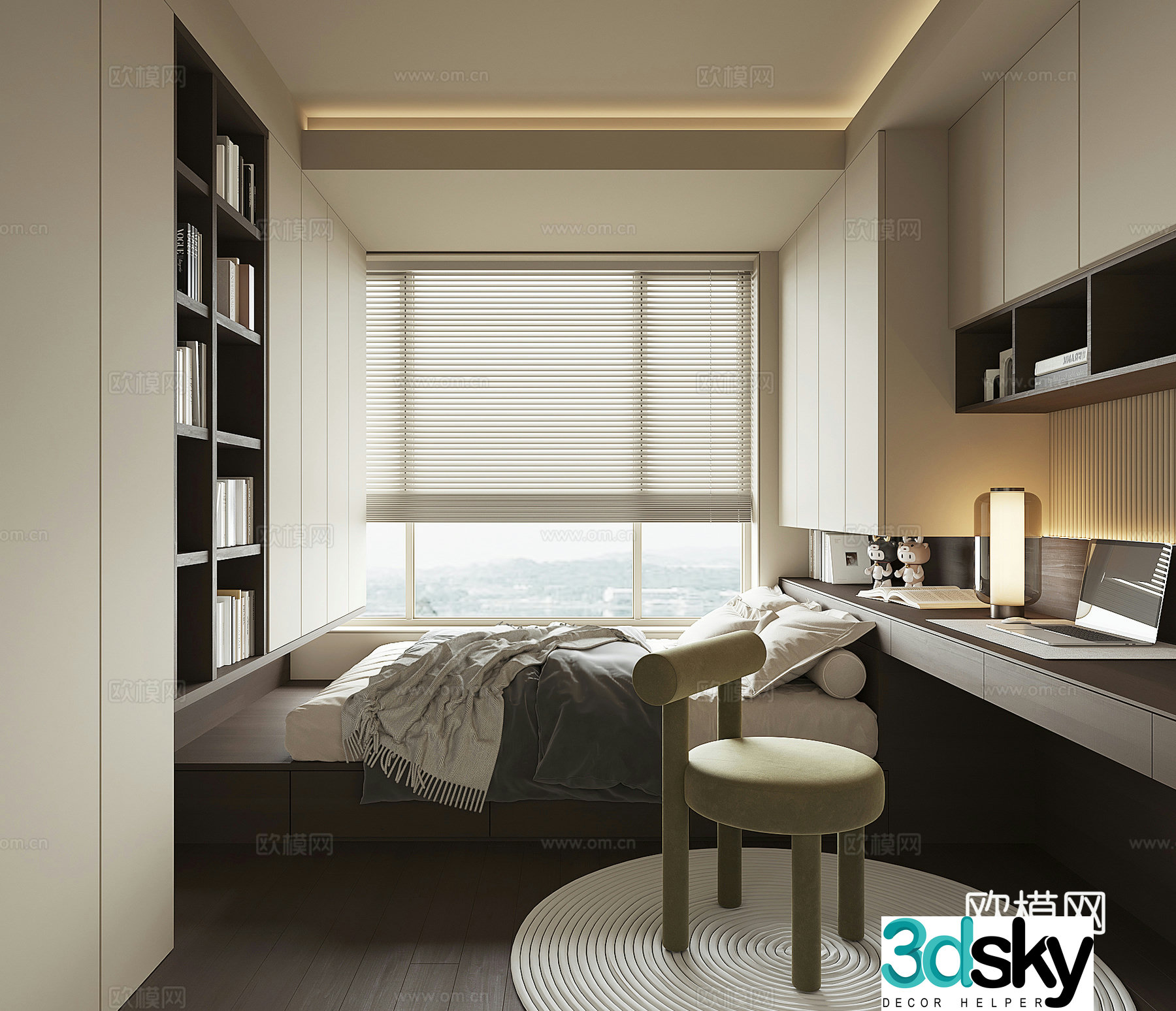Modern tatami bedroom 3d model