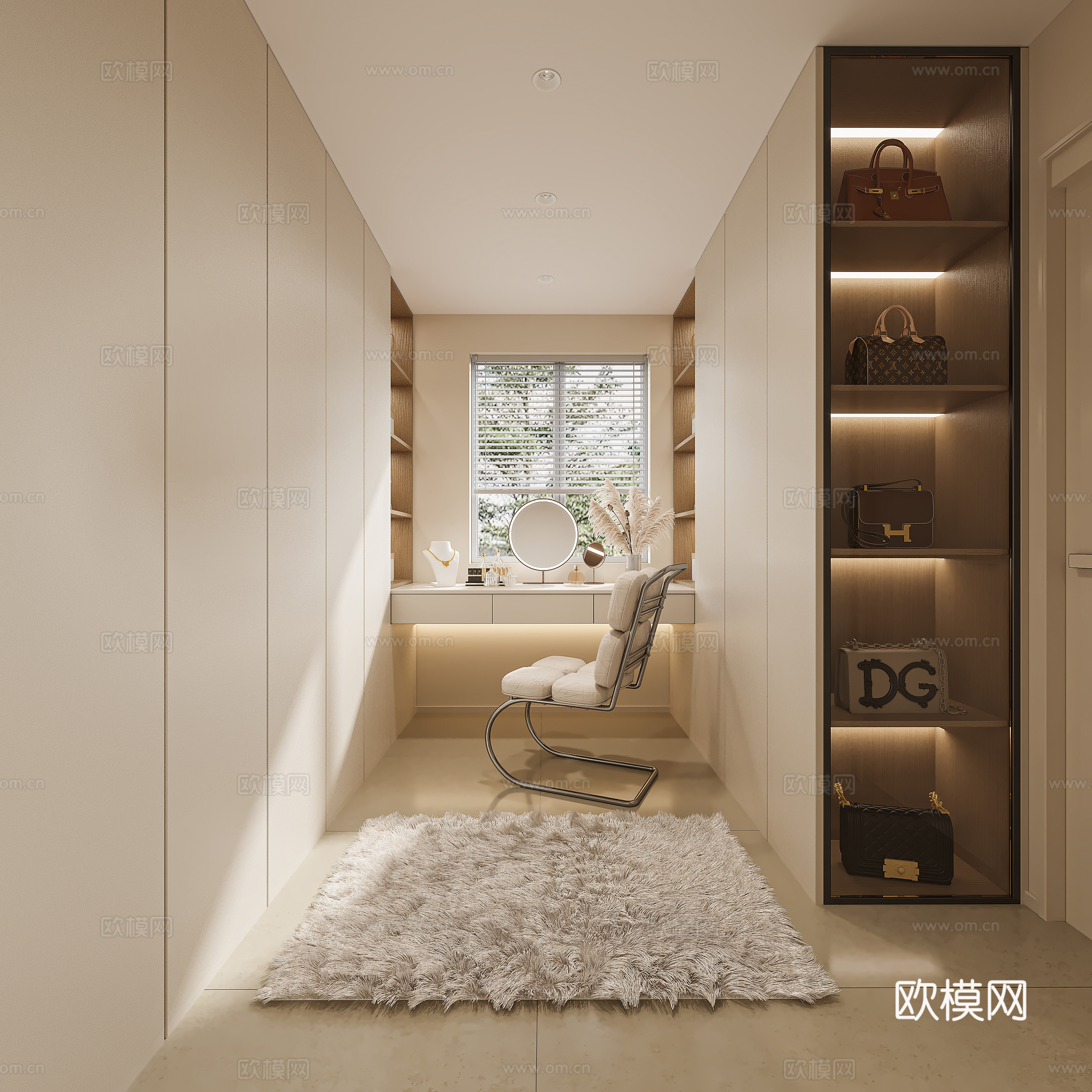 Cream trench coat room 3d model