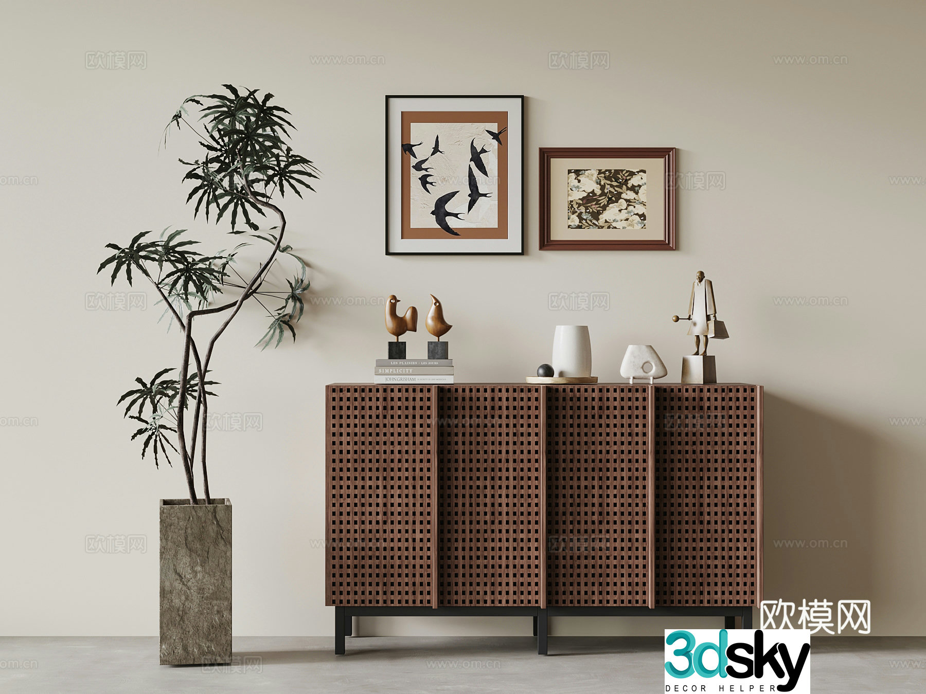 Entrance cabinet medieval style side cabinet decorative cabinet end view cabinet 3D model