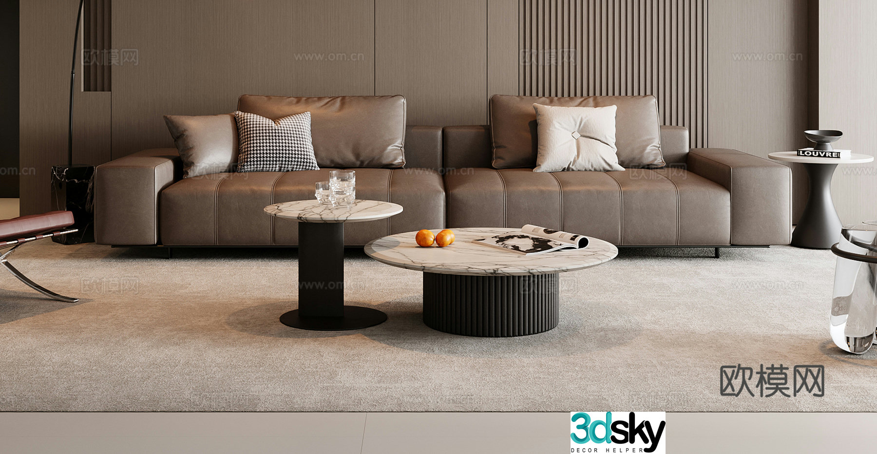 Italian sofa coffee table combination 3D model