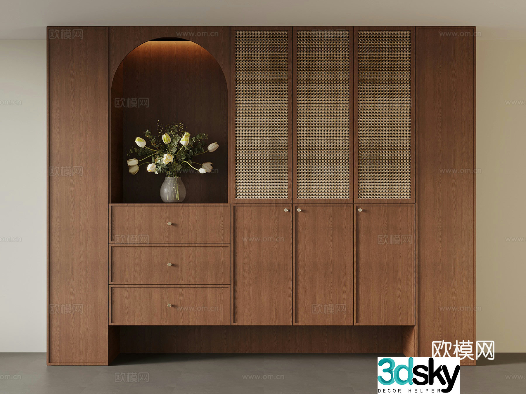 French retro style shoe cabinet 3d model