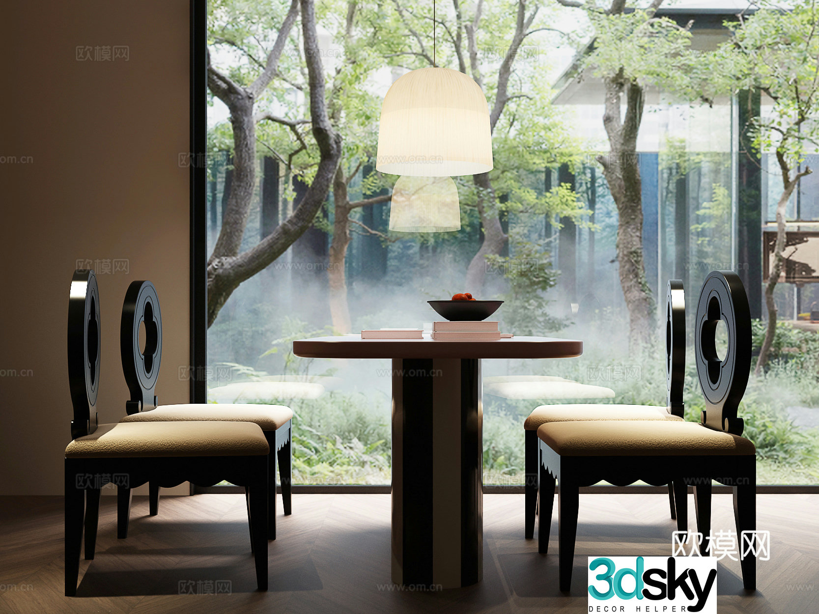 Modern French dining table and chair French dining table and chair combination French retro dining table and chair combination 3D model