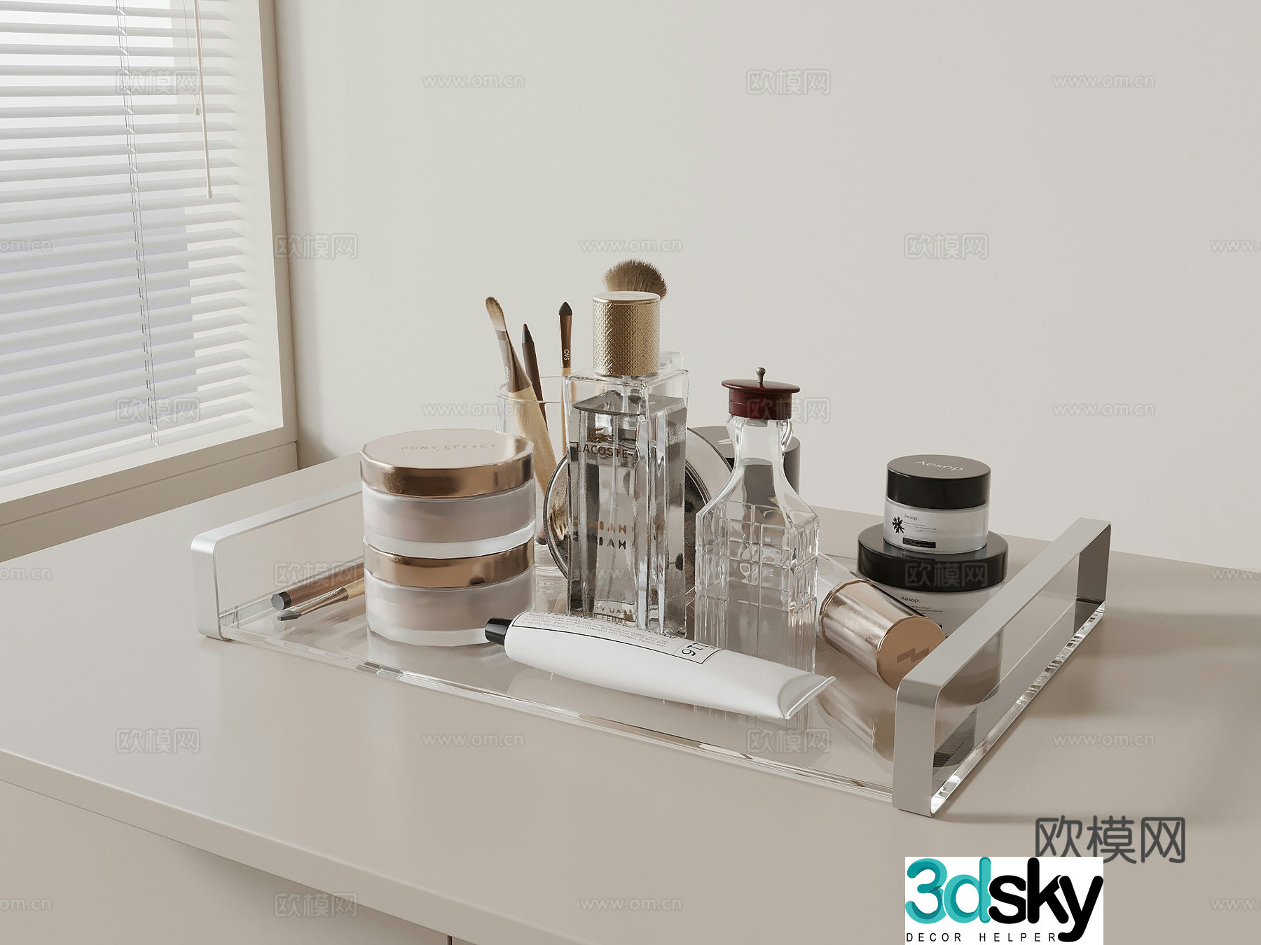 Modern cosmetics tray 3d model