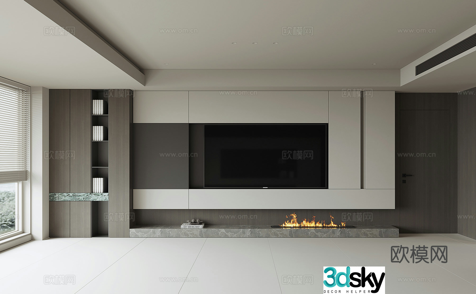 Modern TV background wall 3d model