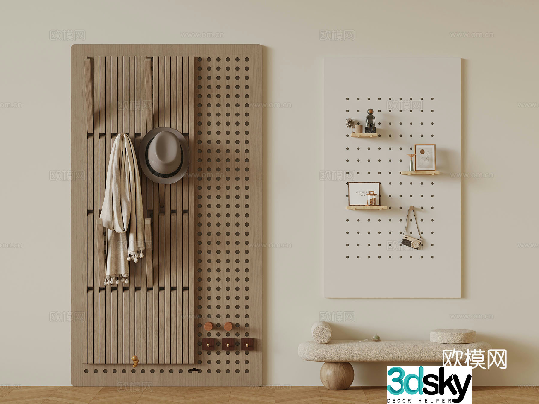 Clothes board modern clothes hook clothes piano clothes board 3d model