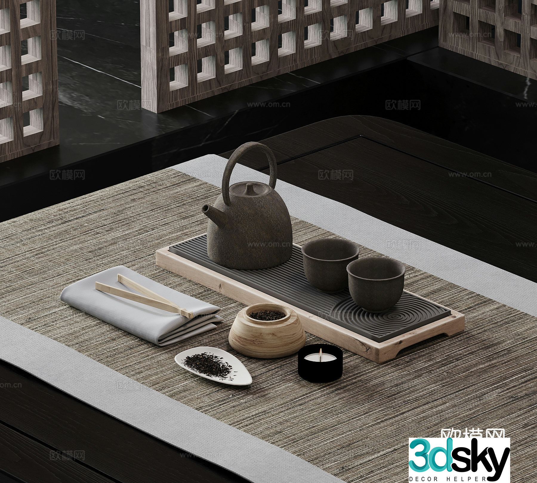 New Chinese teapot tea cup 3d model