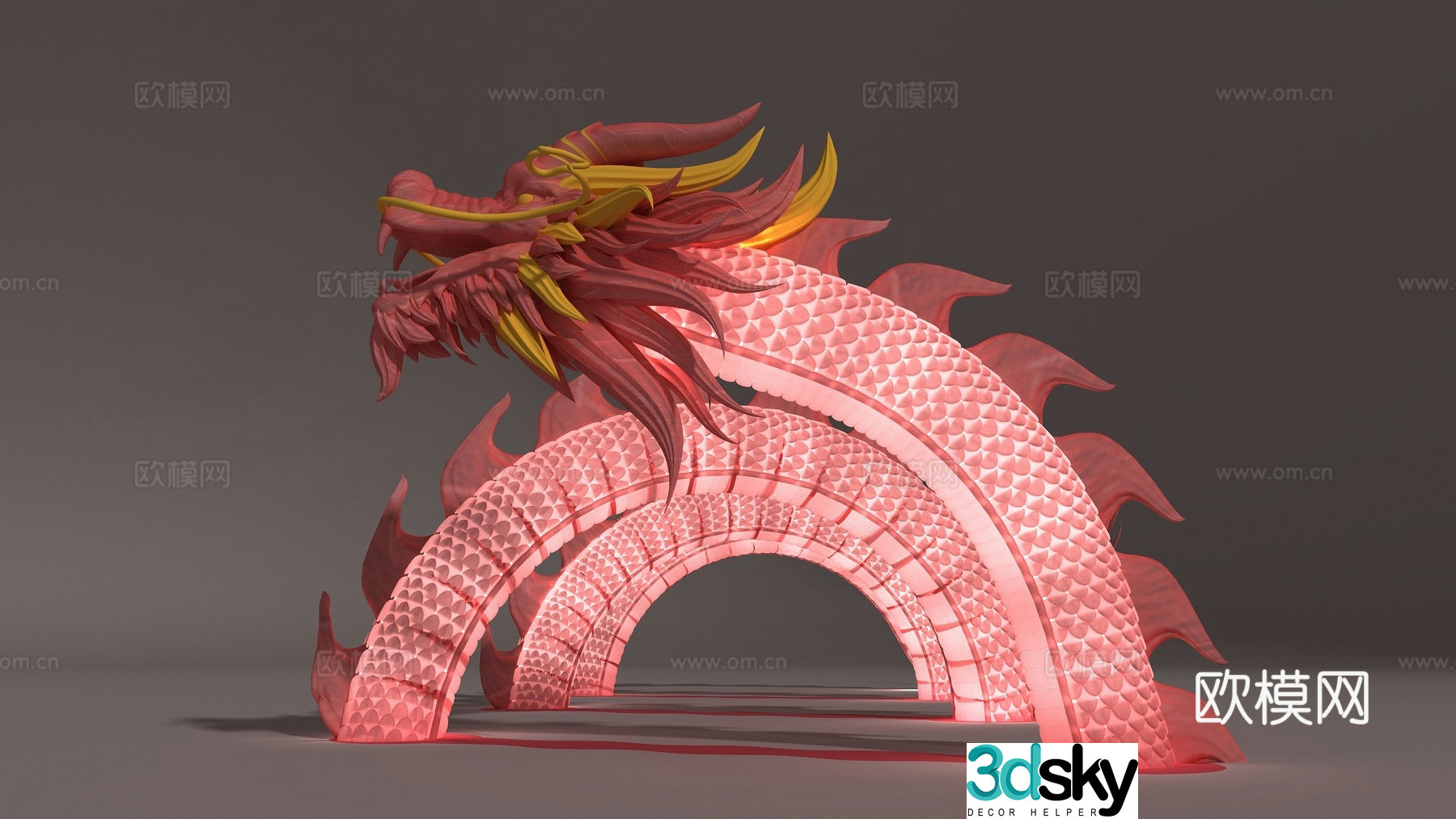 New Chinese-style 3D model of the Year of the Dragon