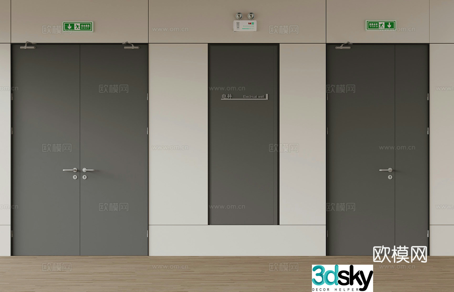 Modern fire door Single-open door Double-open door 3D model