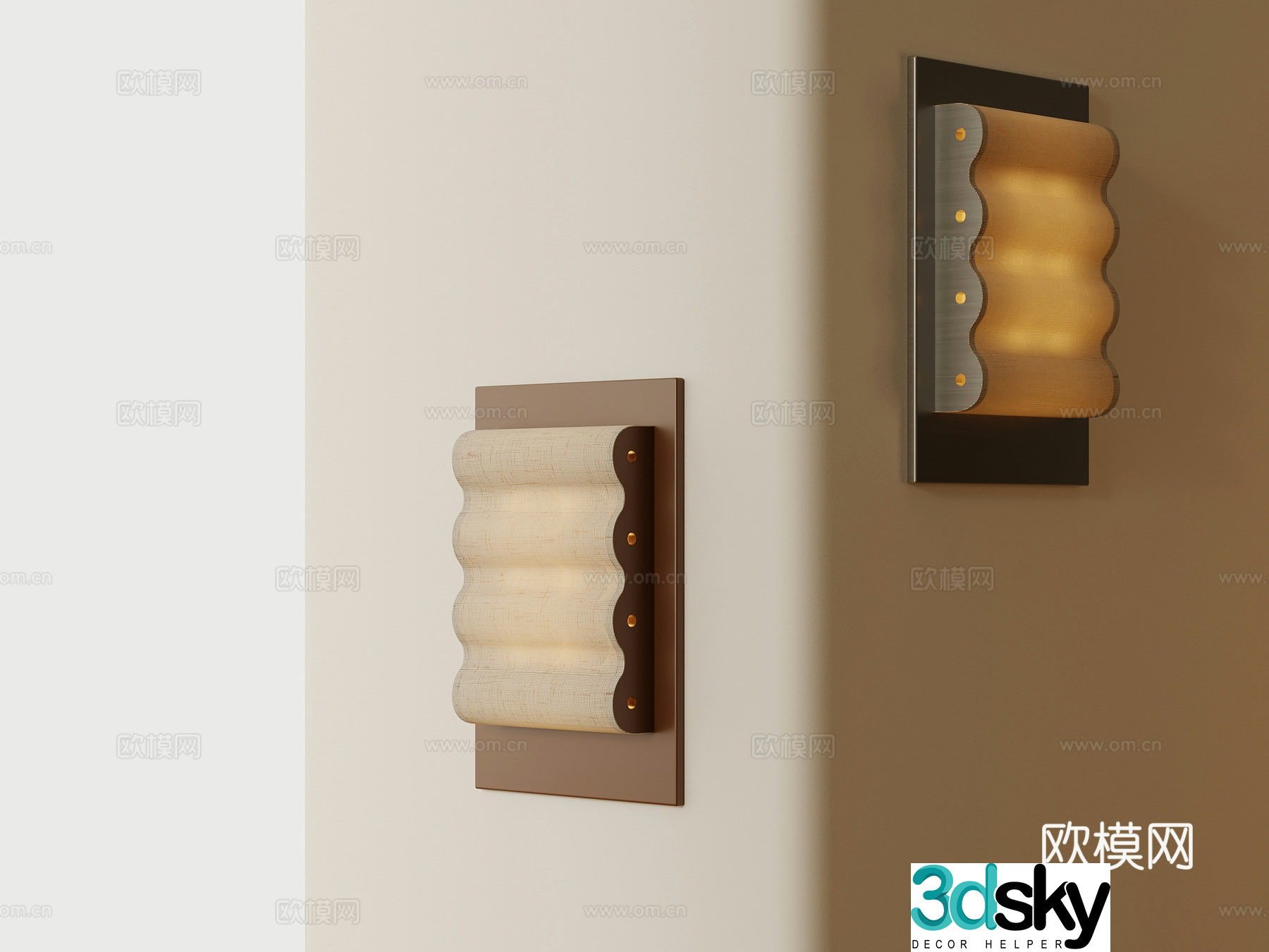 French wave wall lamp 3d model