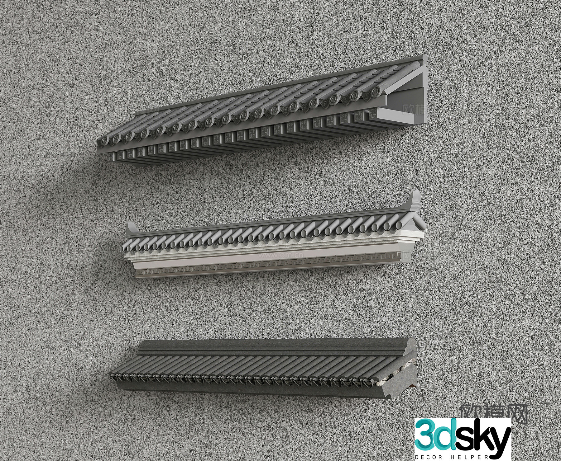 Chinese eaves eaves tile 3D model