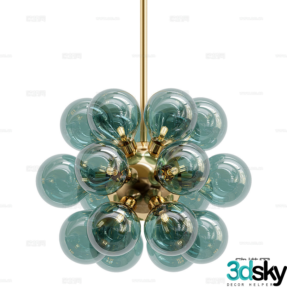 Modern light luxury spherical glass chandelier 3d model