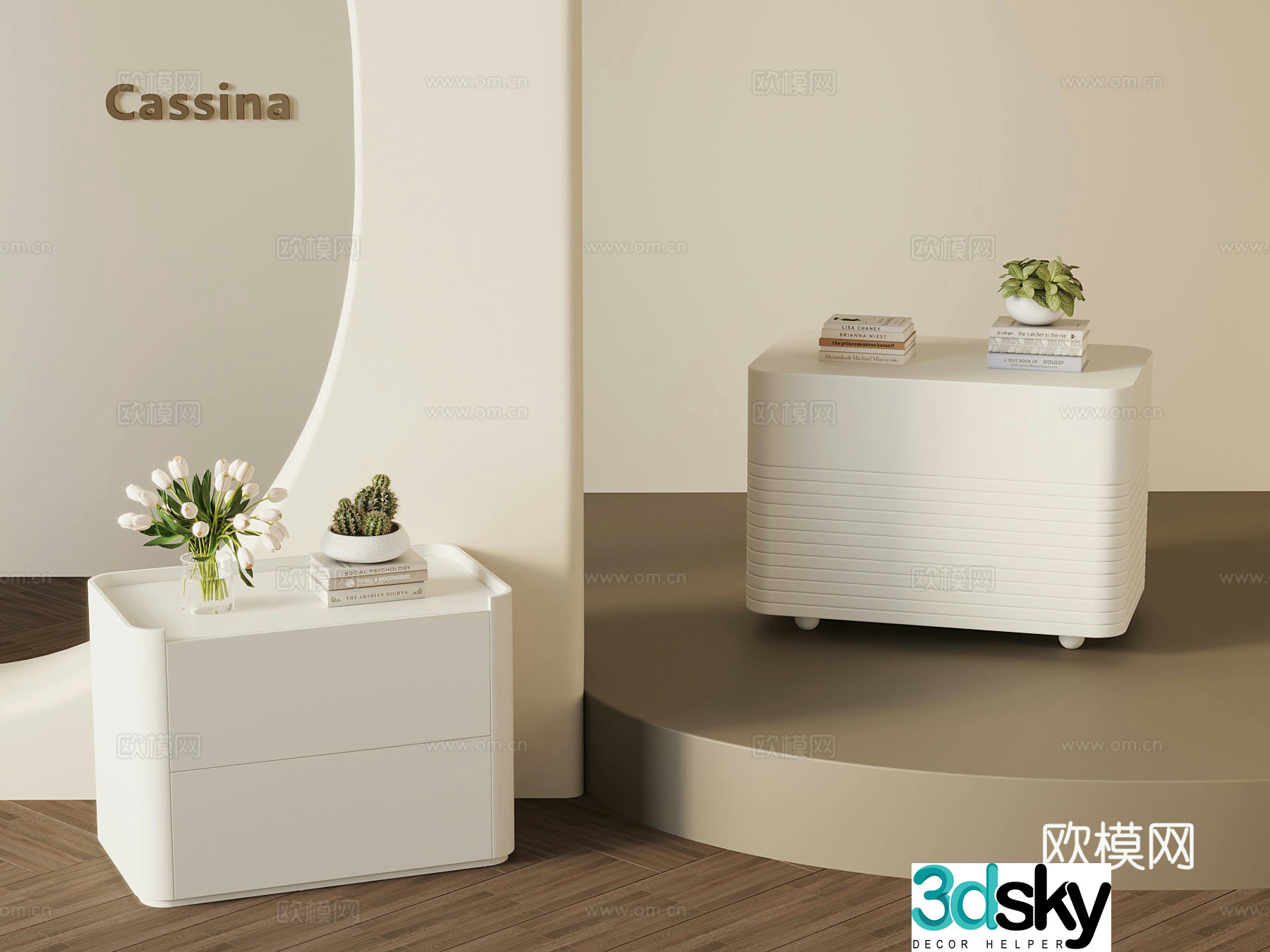 Modern creamy nightstand 3d model