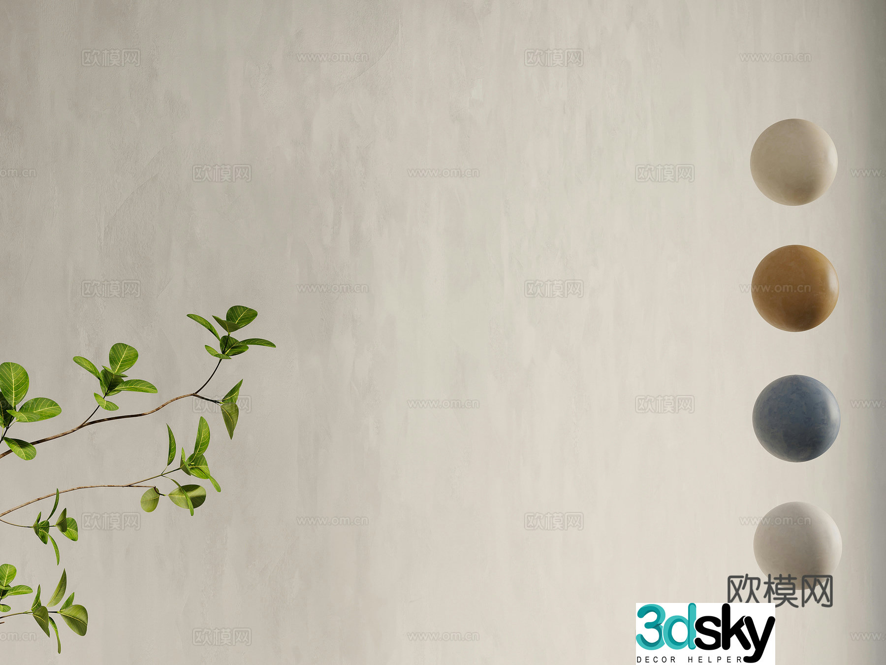 Modern microcement texture paint art paint green plants latex paint paint 3d model
