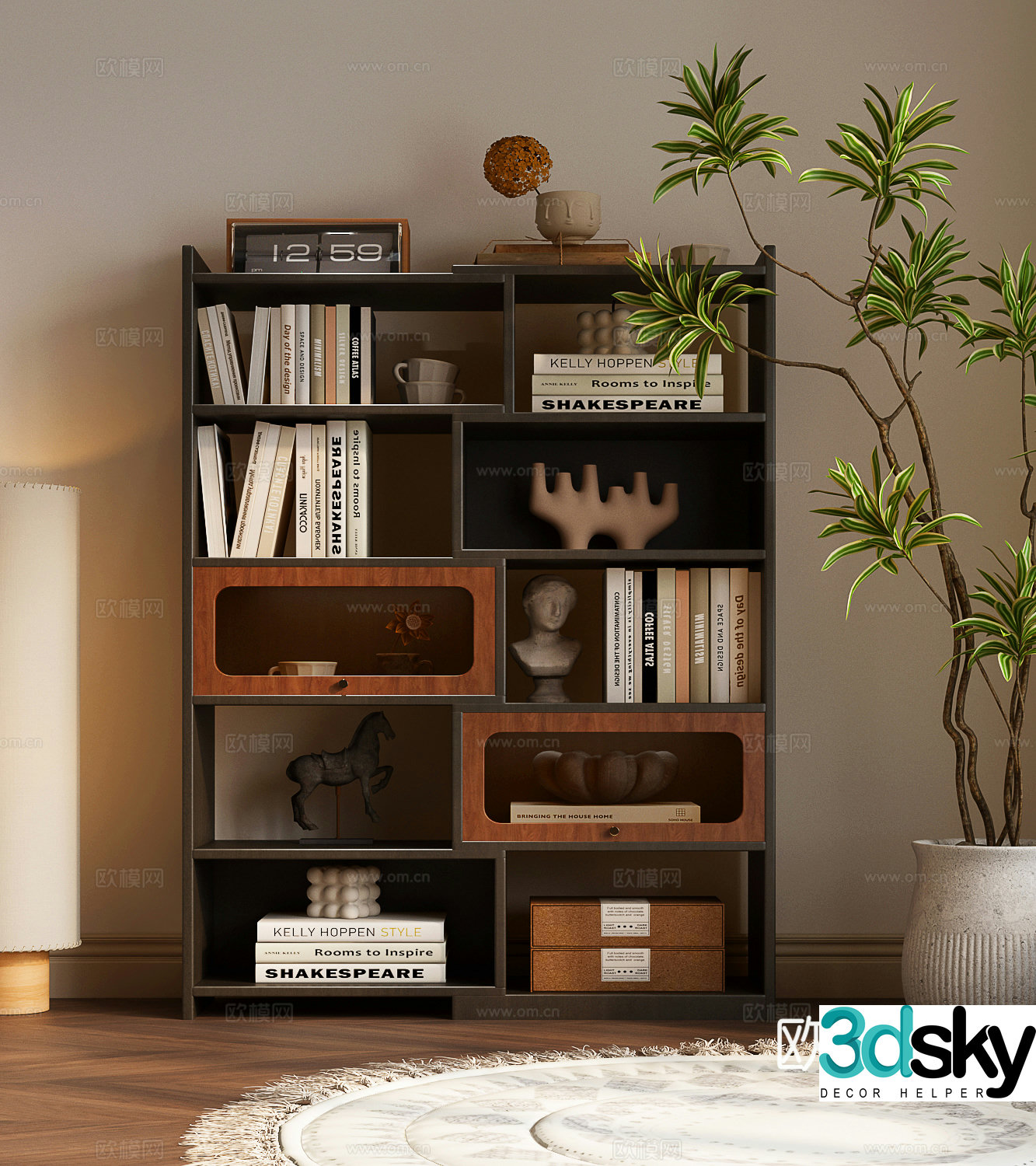 French retro bookcase Modern retro bookcase Bookcase 3d model