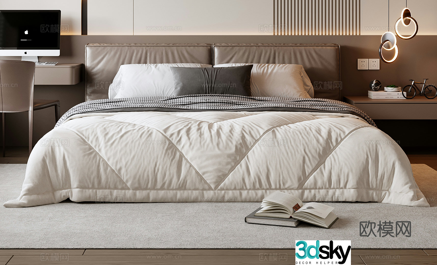 Italian double bed 3d model