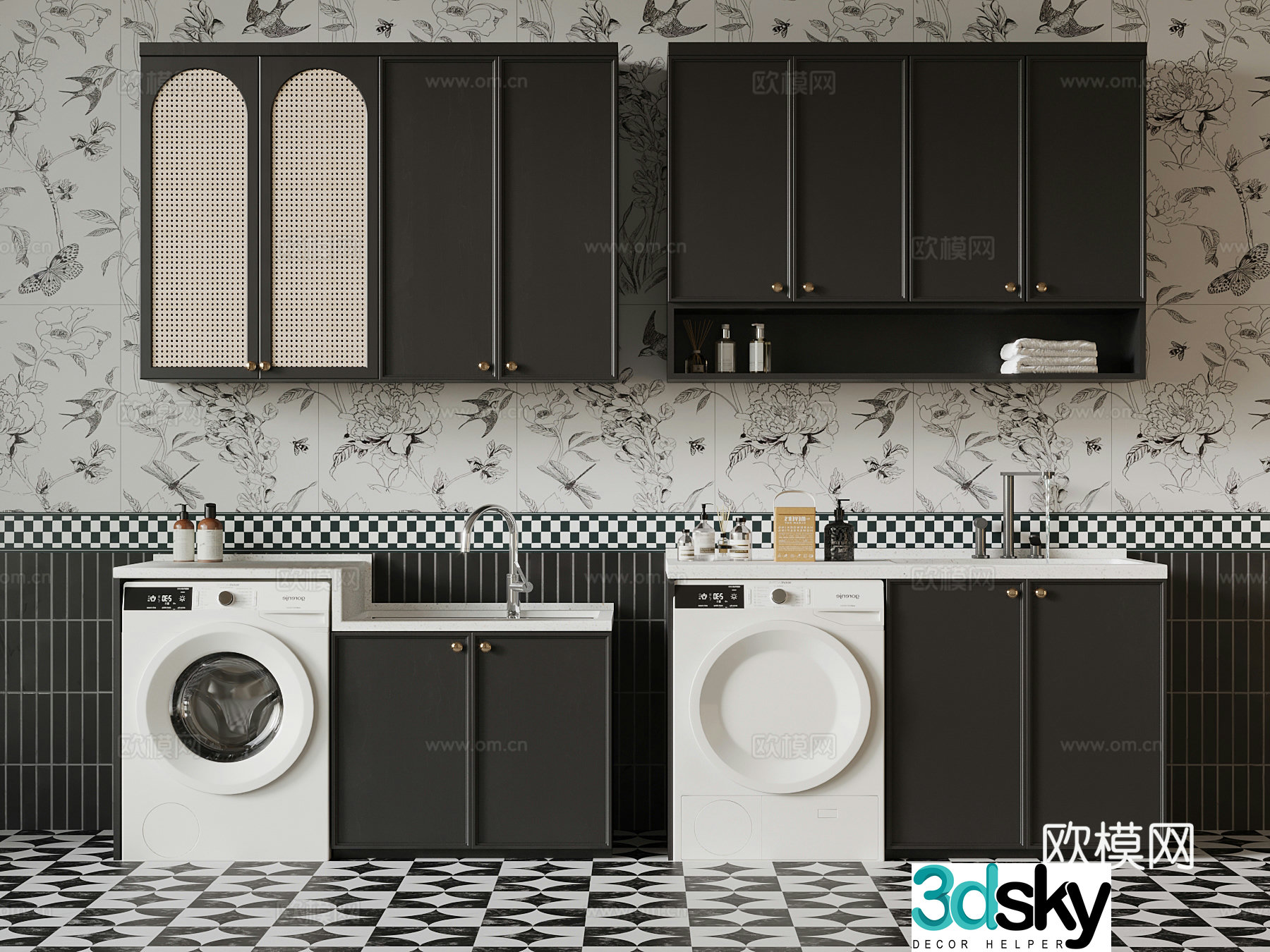 Washing cabinet French washing cabinet Bathroom cabinet 3D model