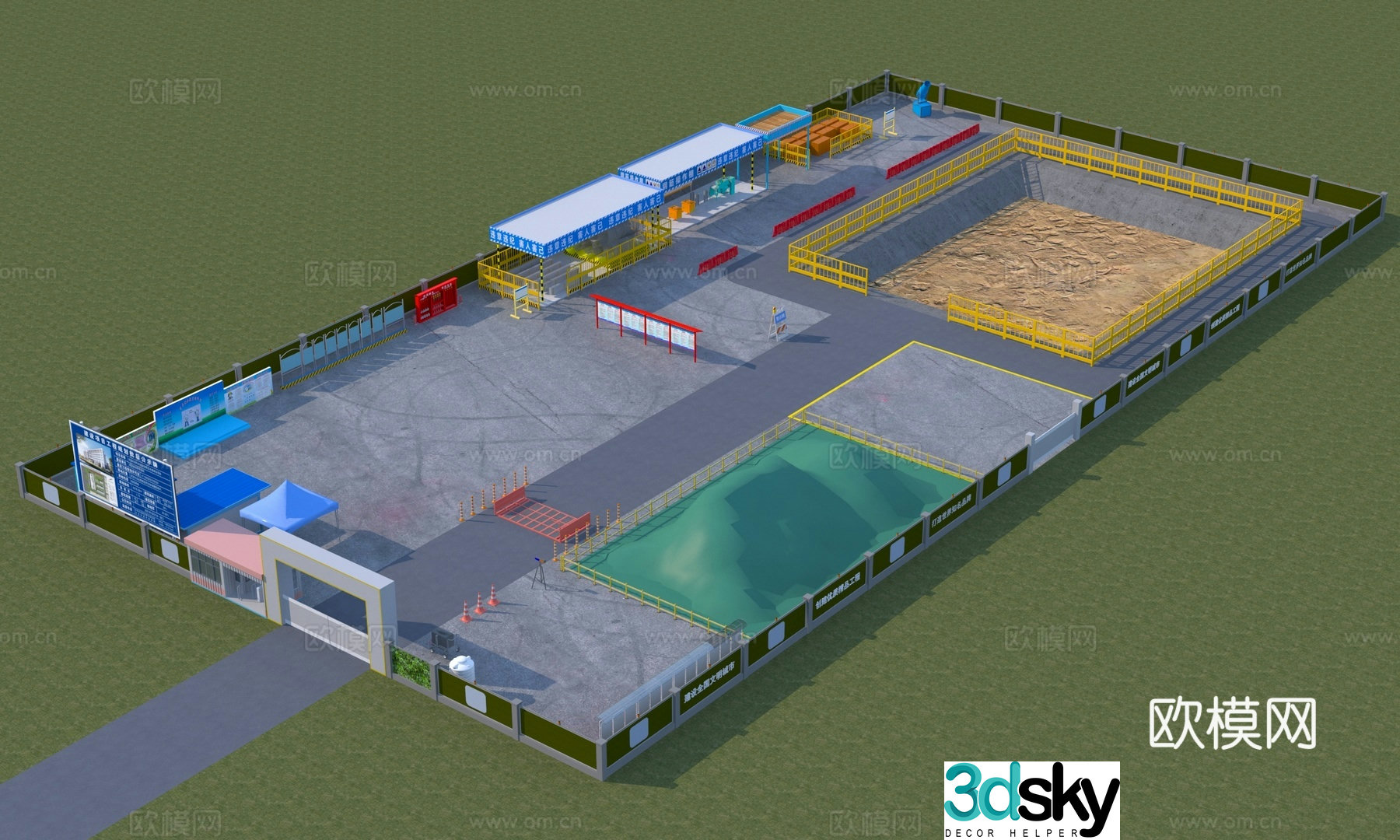 Modern municipal construction site 3D model