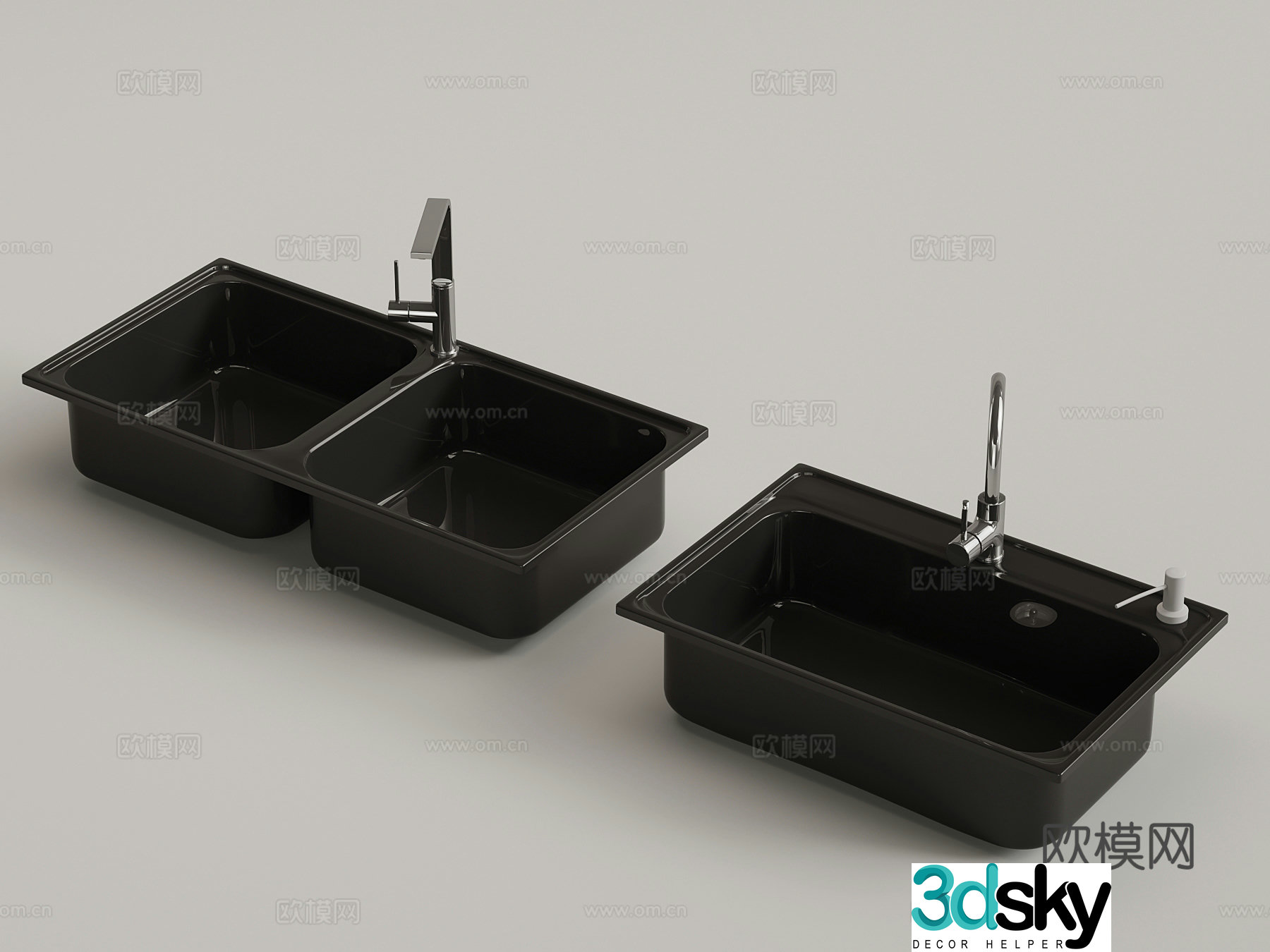 Modern vegetable wash pool large single tank undercounter basin 3D model