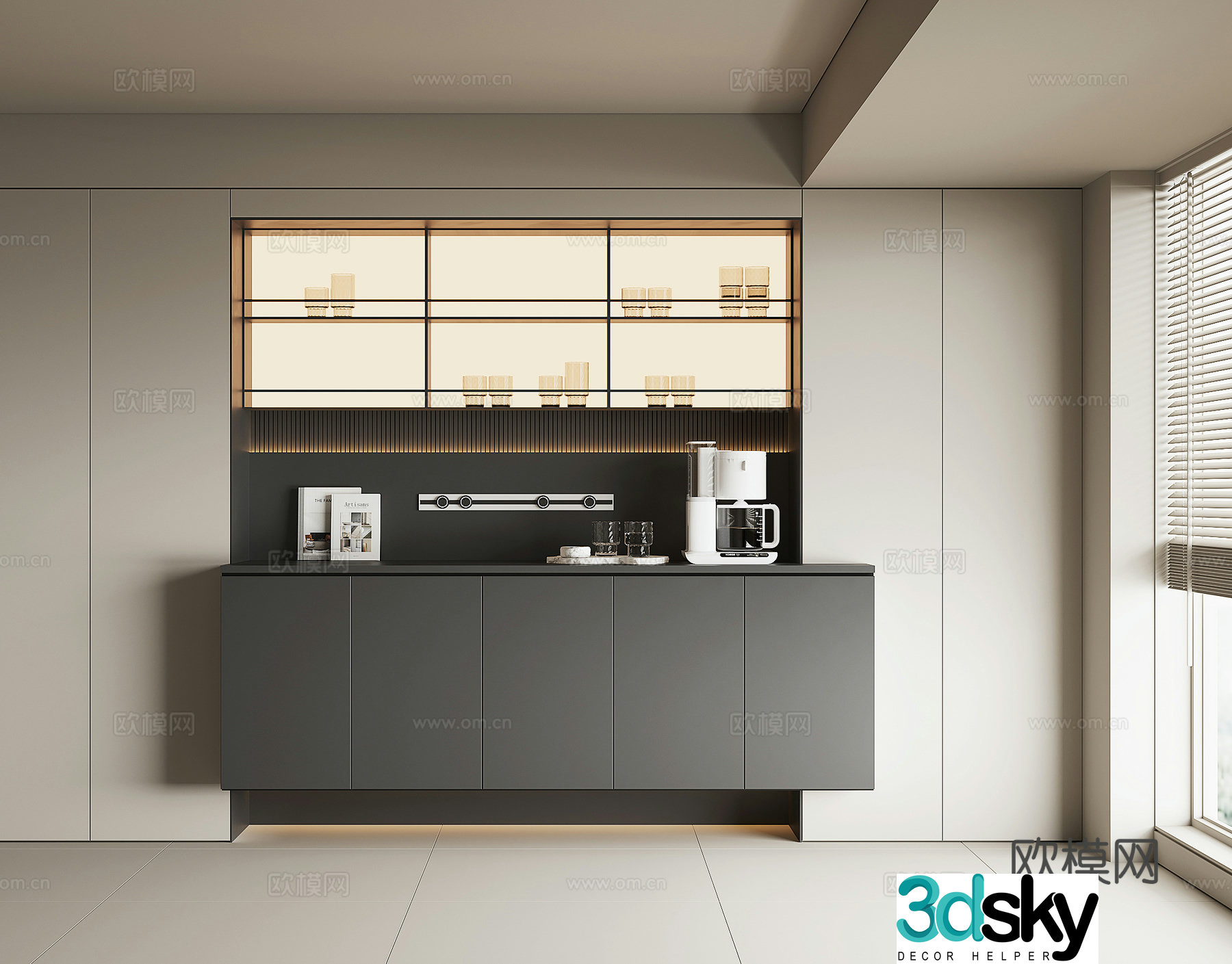 Modern sideboard wine cabinet 3d model