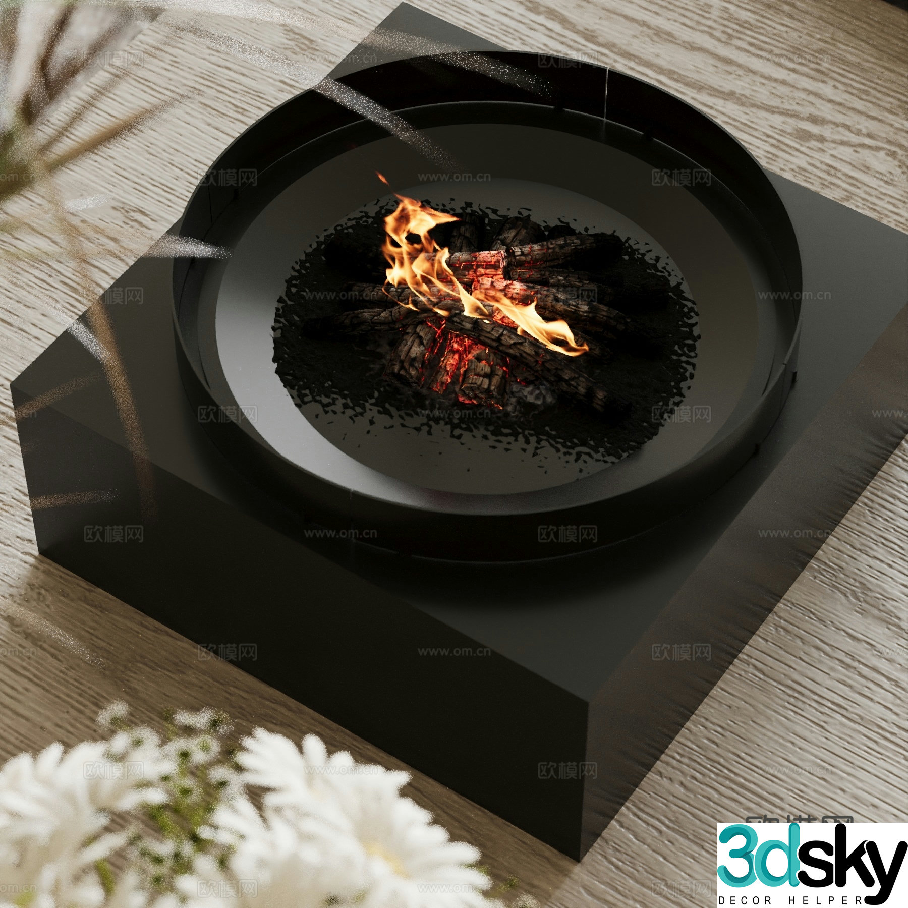 Modern fireplace Coffee table stove Fireplace 3d model