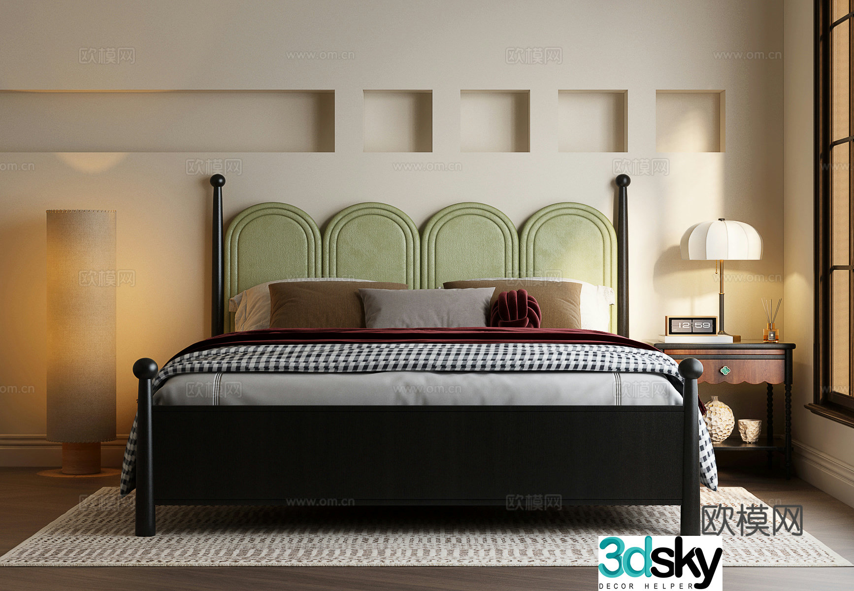 French retro bed French medieval double bed Modern retro double bed 3d model