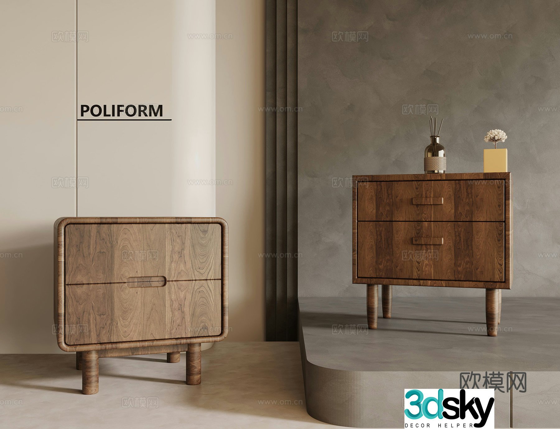 Wasabi wind bedside table 3D model