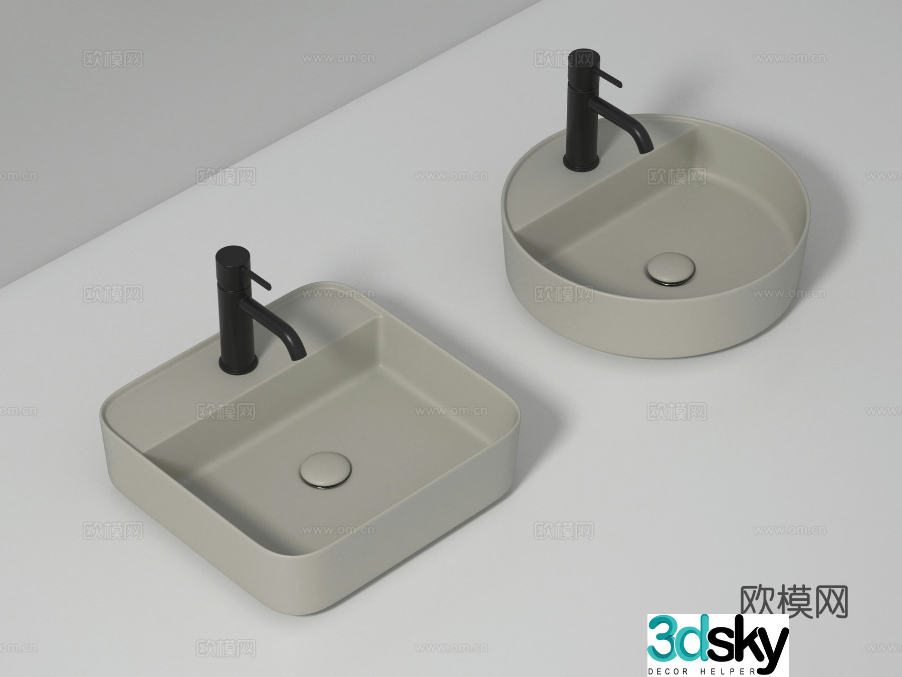 Modern washbasin under counter basin 3D model