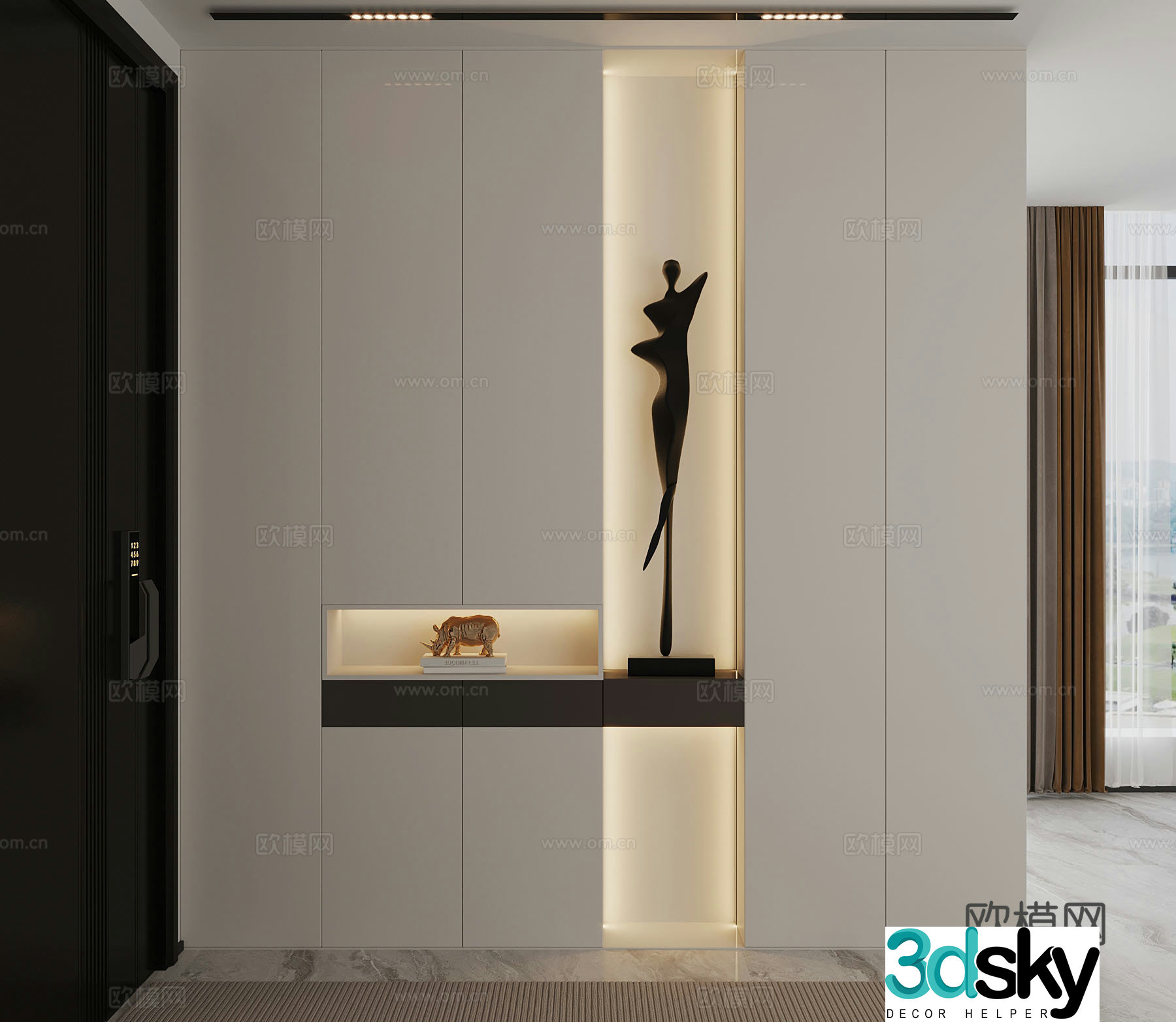 Modern door entrance shoe cabinet 3D model