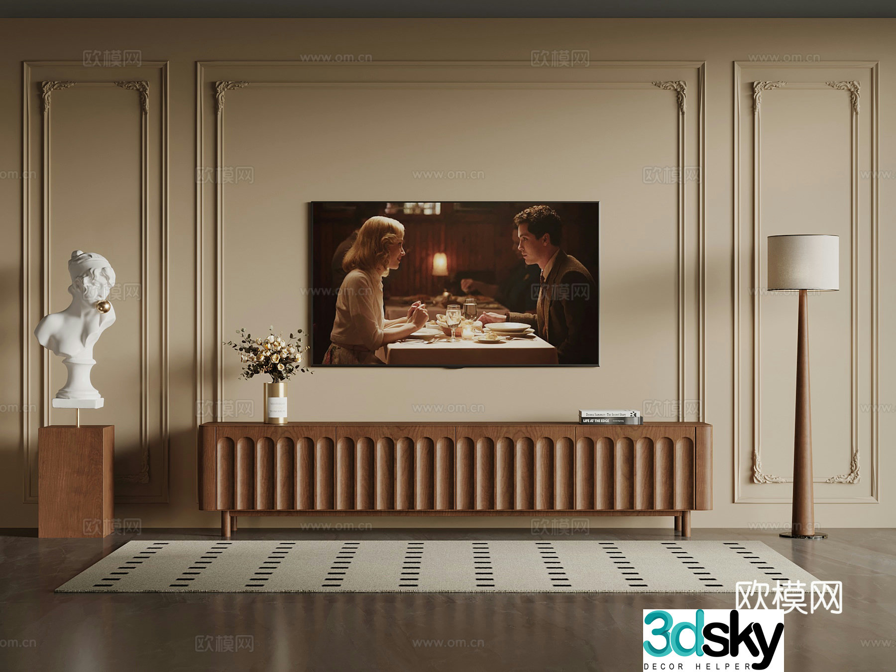 French medieval style TV cabinet 3D model