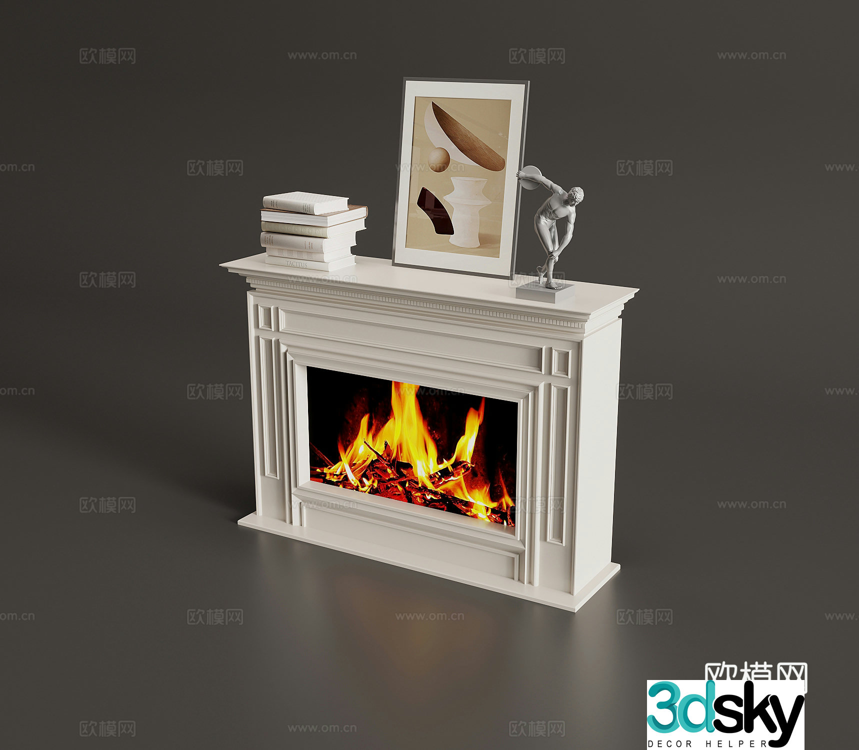 Modern fireplace Electronic fireplace Flame 3d model