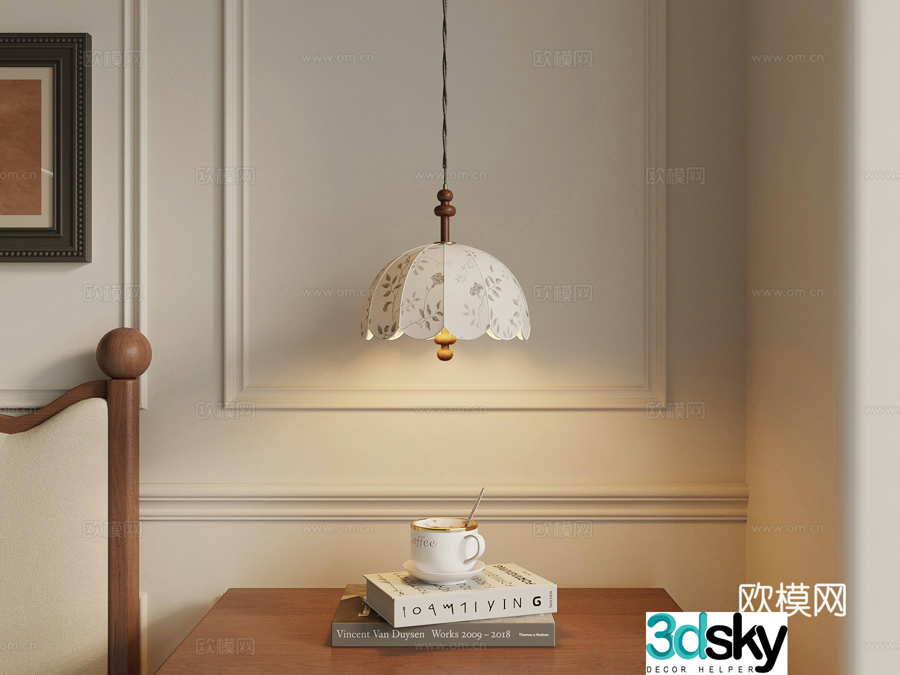 Chandelier French Chandelier Small Chandelier Book Coffee Cup 3D Model