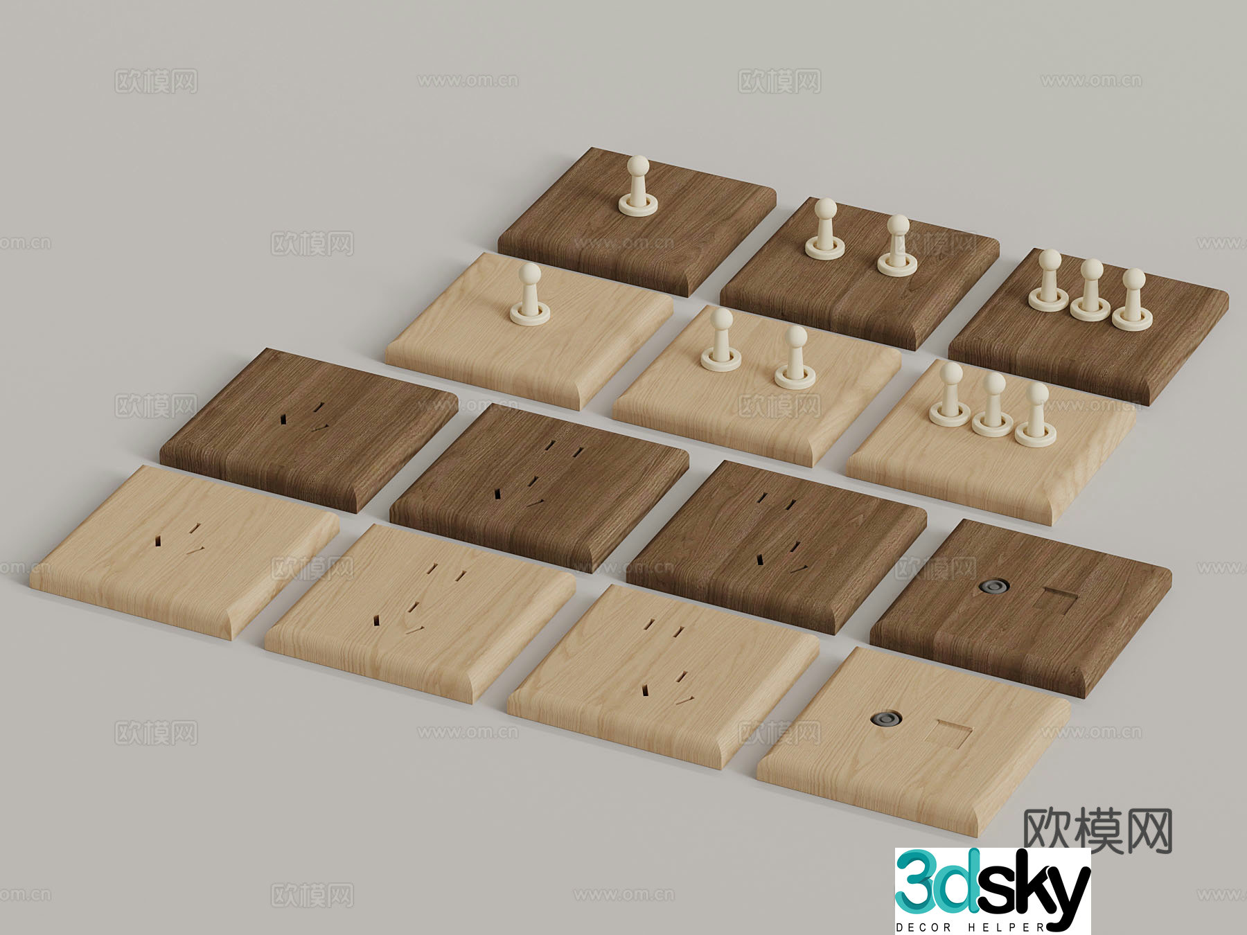 Modern wooden socket 3d model