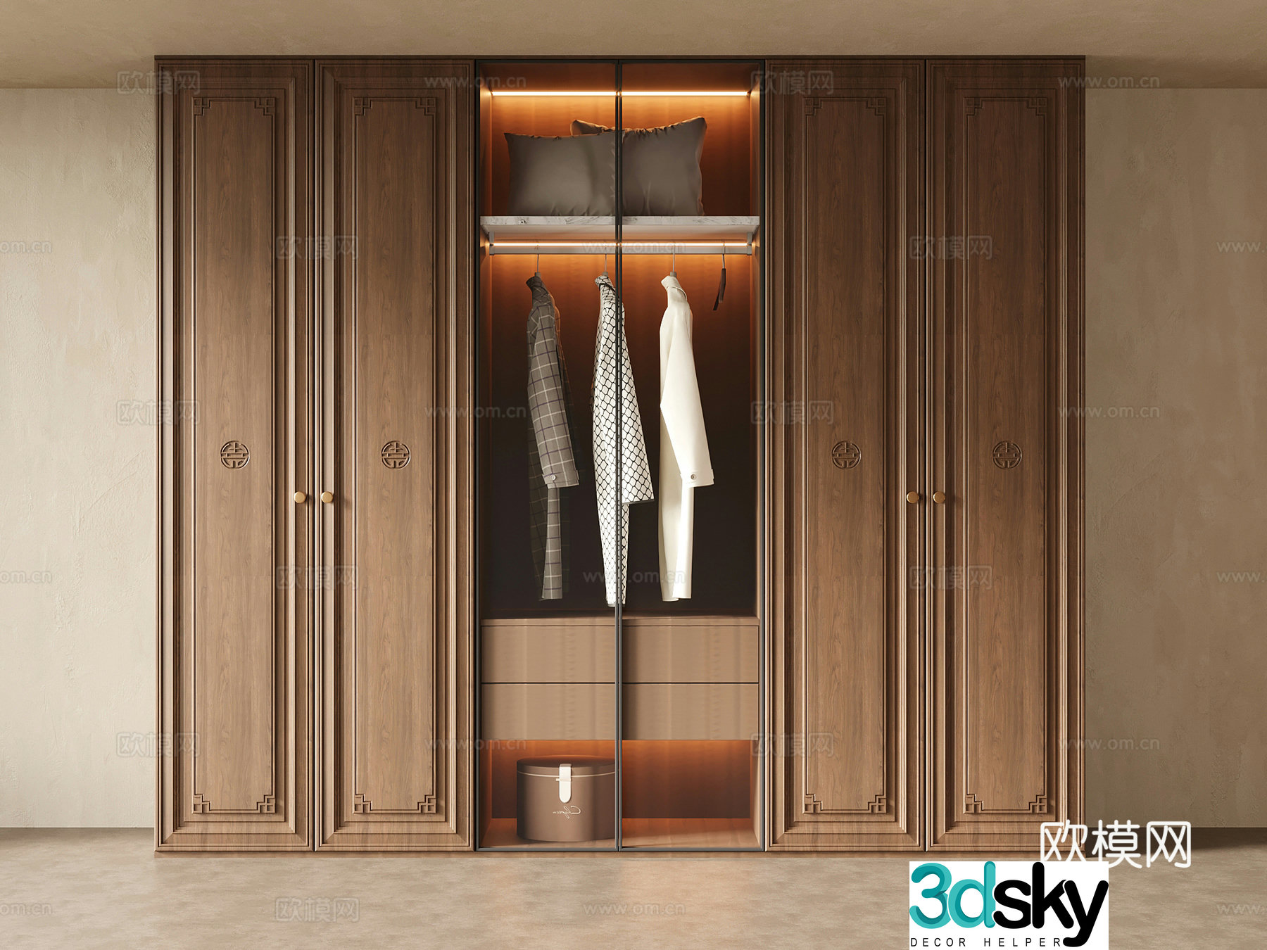 Wardrobe New Chinese style wardrobe 3D model