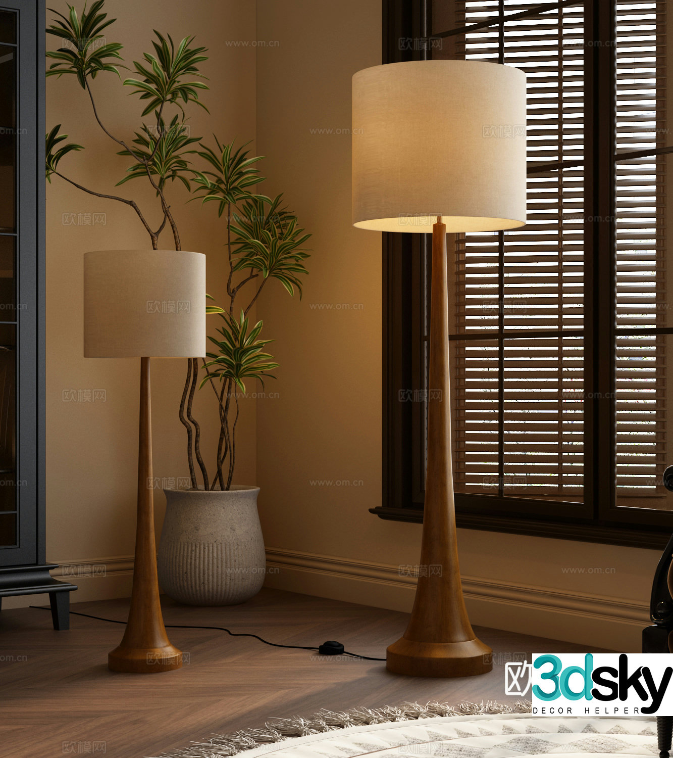 Modern medieval floor lamp 3d model