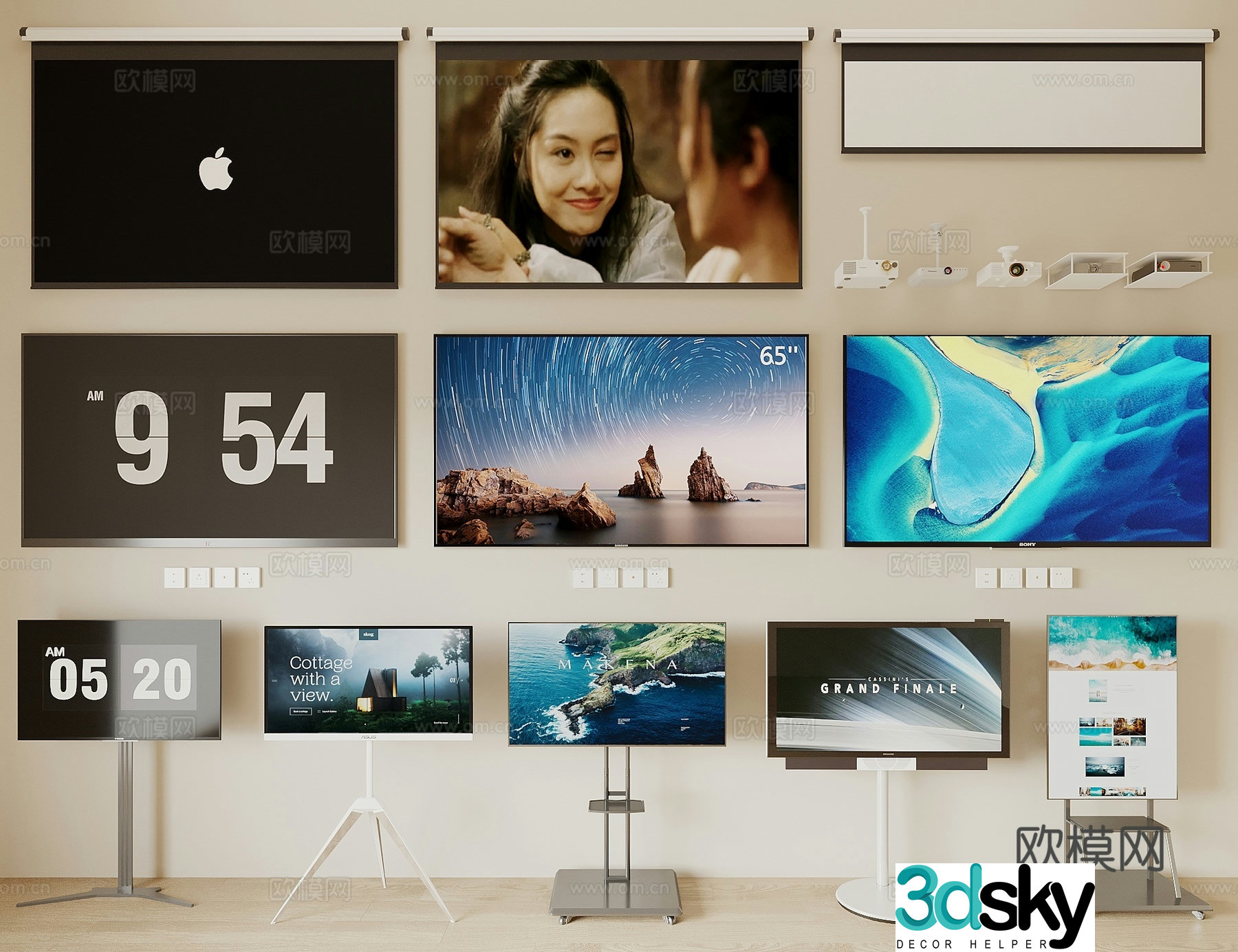 TV Mobile TV Mobile TV Stand Curtain Projector Advertising TV Screen 3D Model