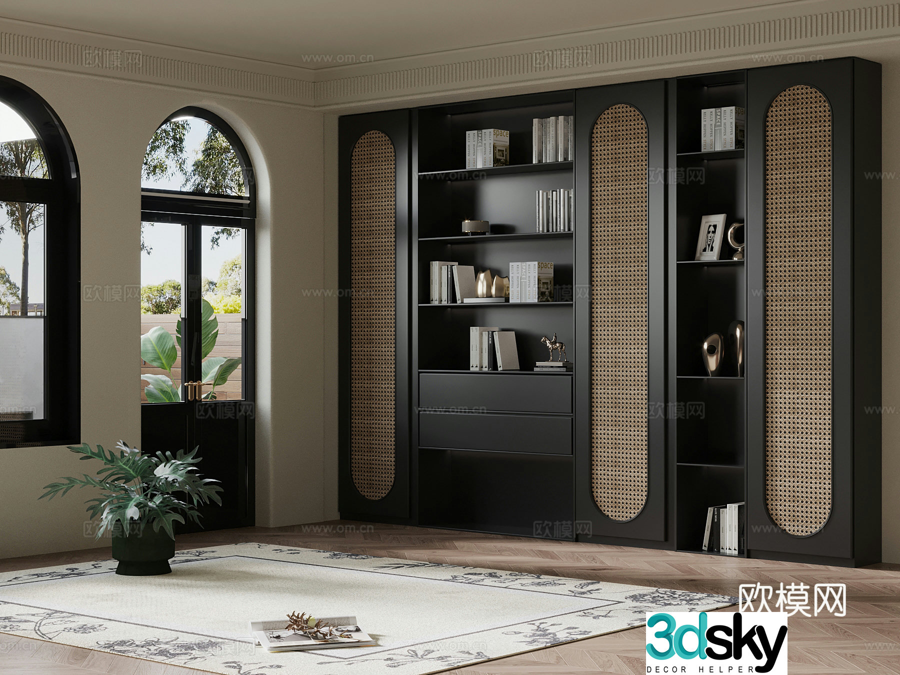French bookcase 3d model