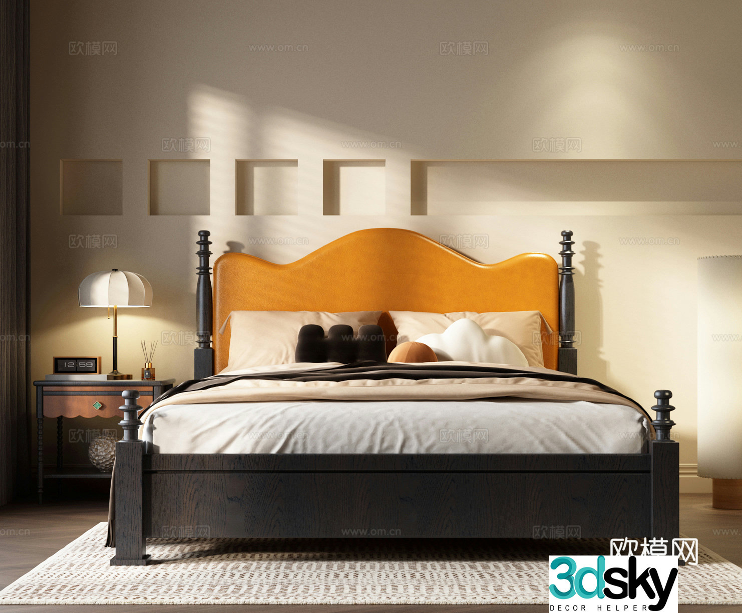 French ancient bed 3D model